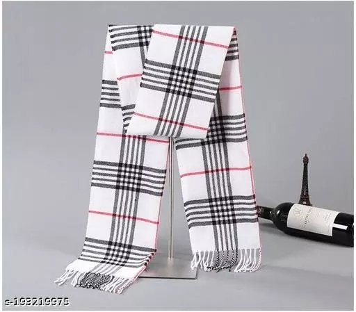 GWSc- 193219975 Alexvyan White Small Check Pattern Winter Stoles Muffler Scarf  - Free Size, Fair Pink