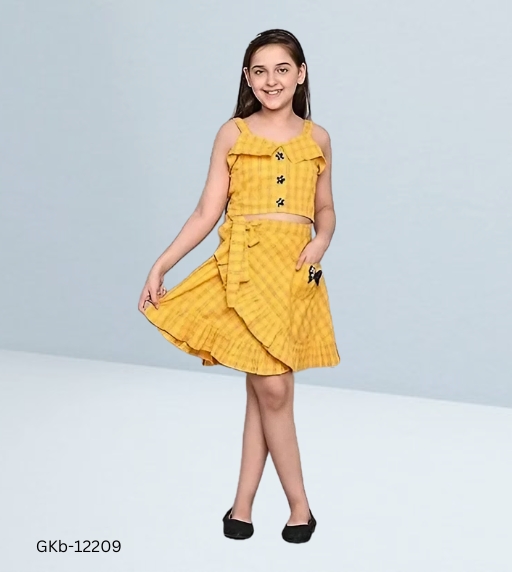 GKb-12209 Stylish Cotton Top & Skirt Set - 8-9 Years