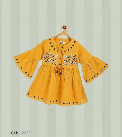 GKb-12222 Casual Embroidery Print Frock For Girls  - 6-7 Years