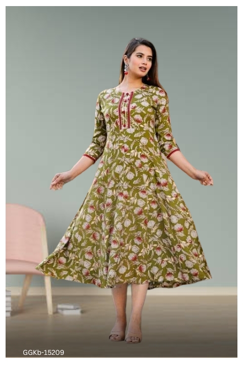 GGKb-15209 Anarkali Long Kurti For Women's - L