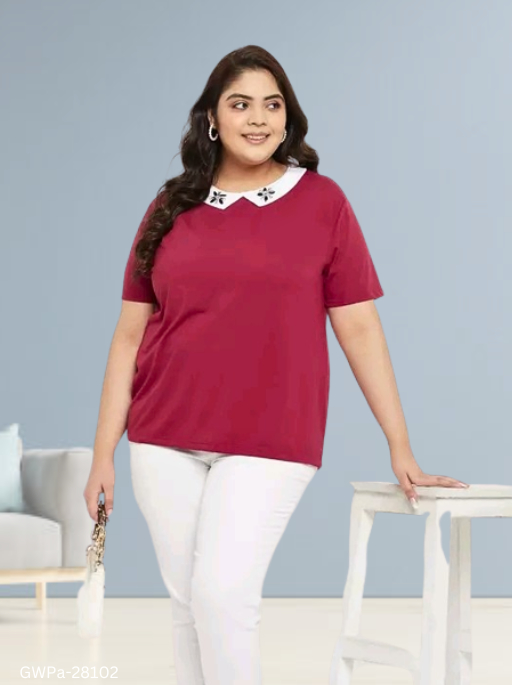 GWPa- 28102 Women's Plus Size Embroiderd Top - 4XL