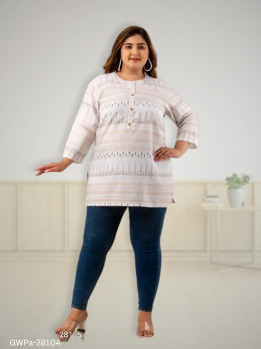 GWPa- 28104 Comfortable Plus Size Tunic for Women - L