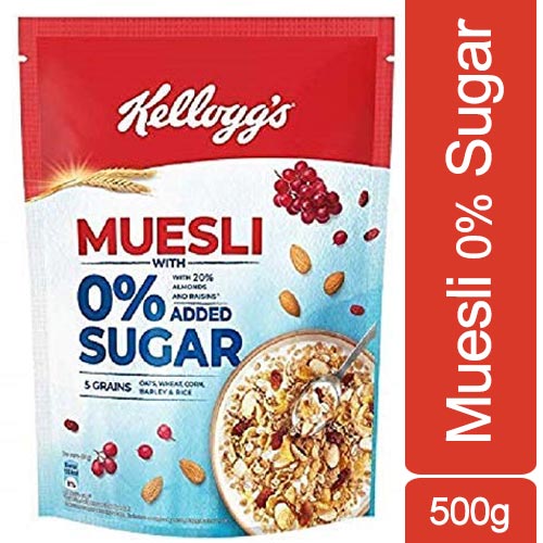 KELLOGG'S MUESLI 0% ADDED SUGAR 500GM