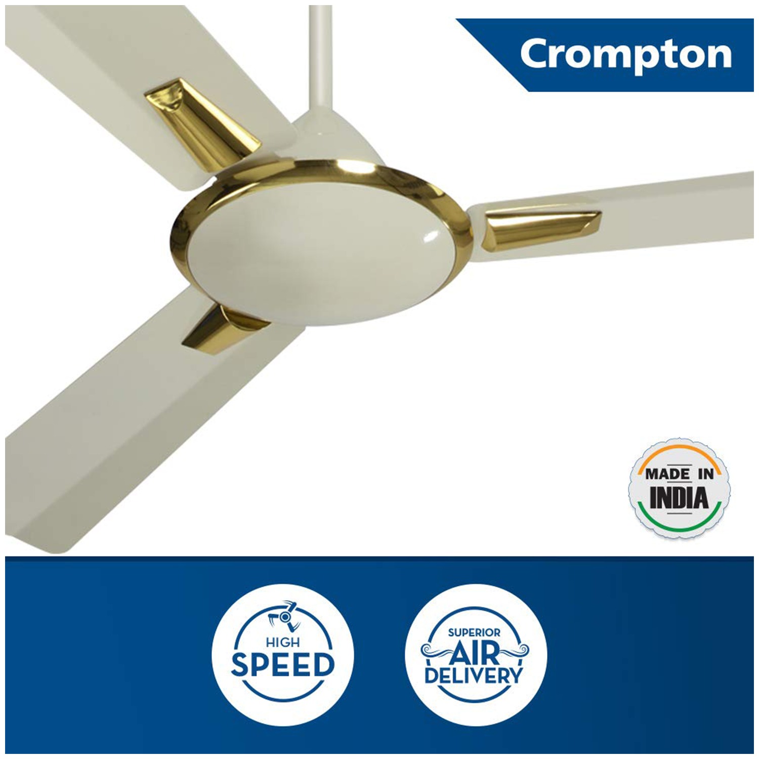 Crompton Aura Deco 1200 mm (48 inch) High Speed Decorative Ceiling Fan (Ivory)