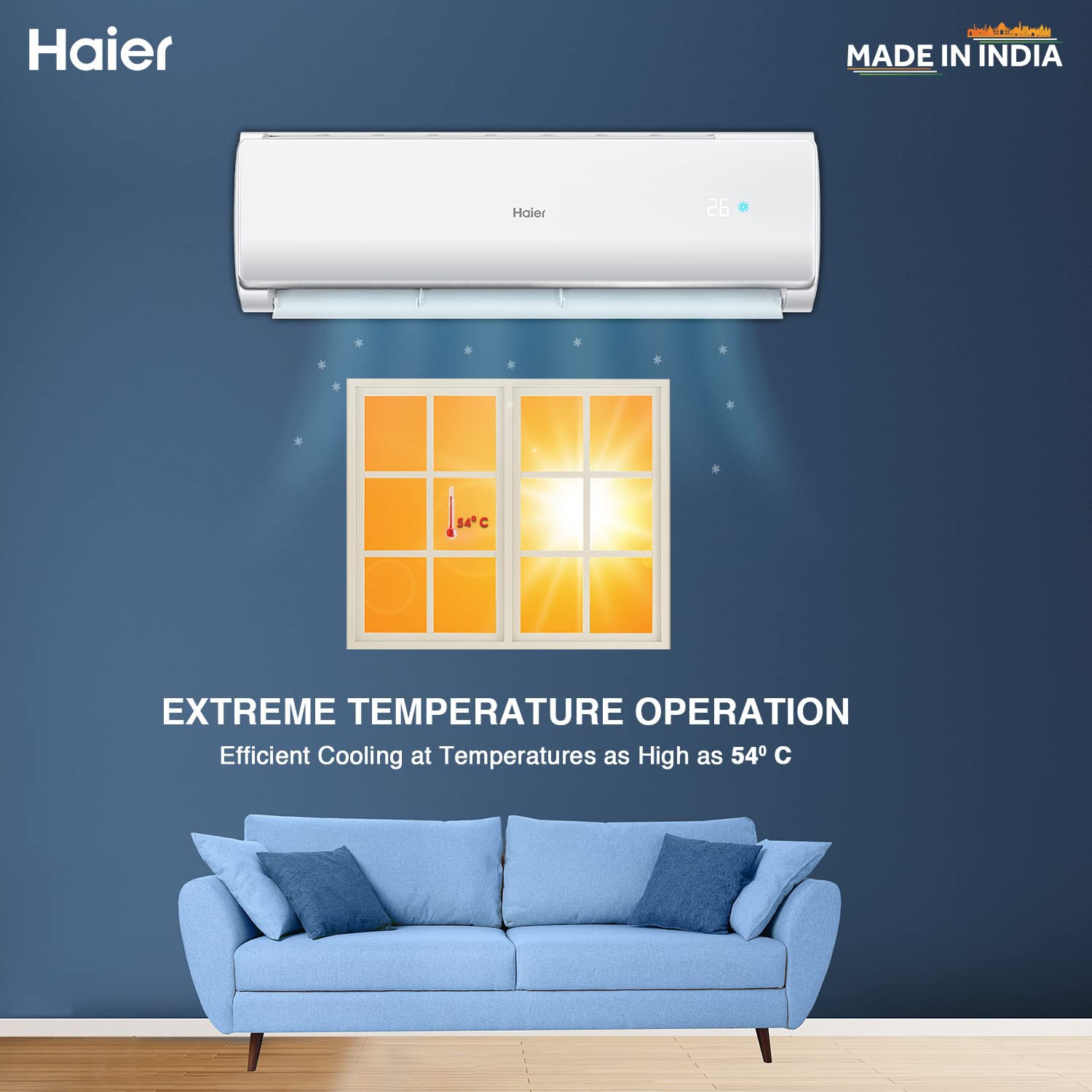 Haier 1 Ton 2 Star Fixed Speed Split AC | Copper, Antibacterial Filter, HSU12T-TQS2BE-FS (White)