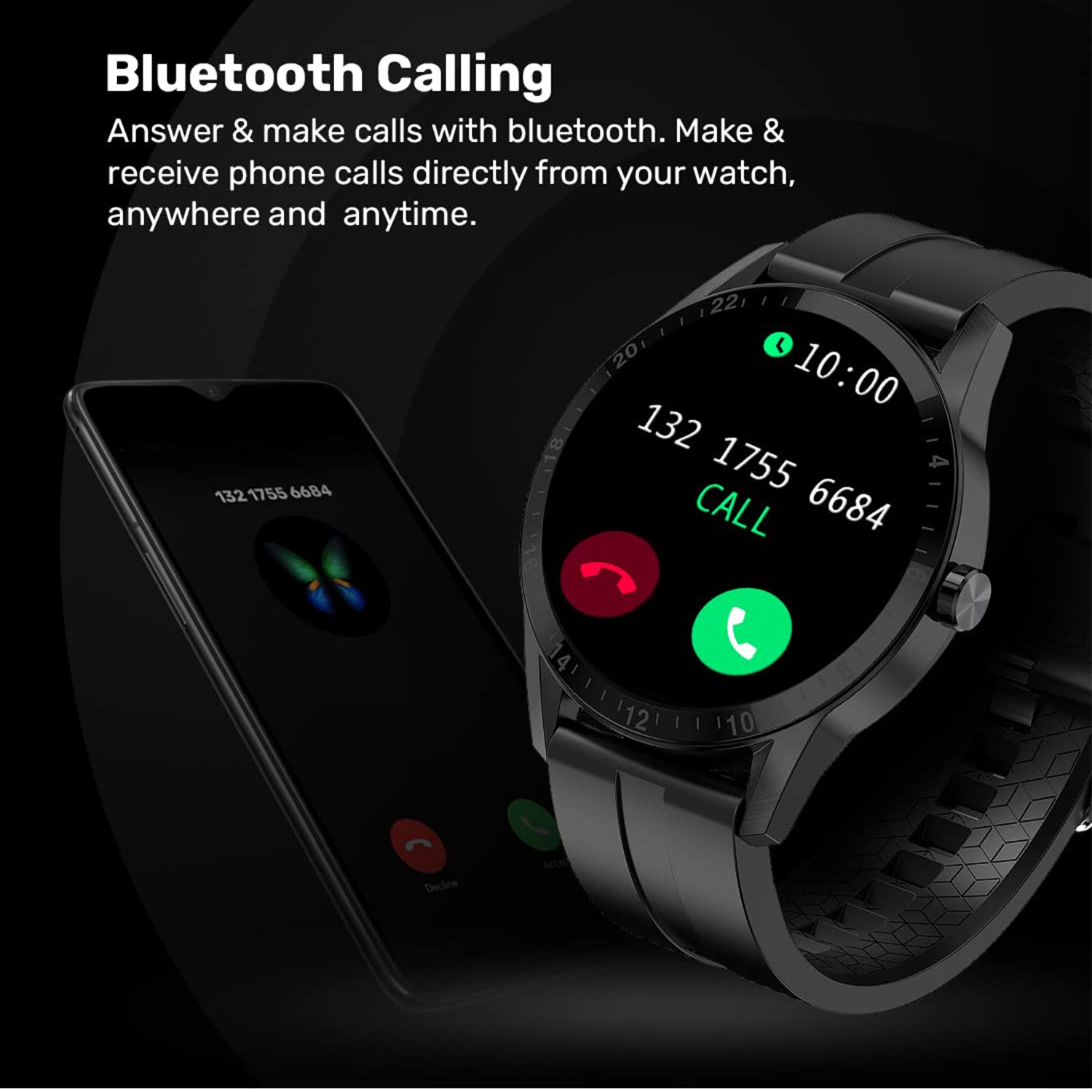 Fire Boltt Fire-Boltt Talk 1.39" Smartwatch Full Touch | Bluetooth Calling (Black) - Black