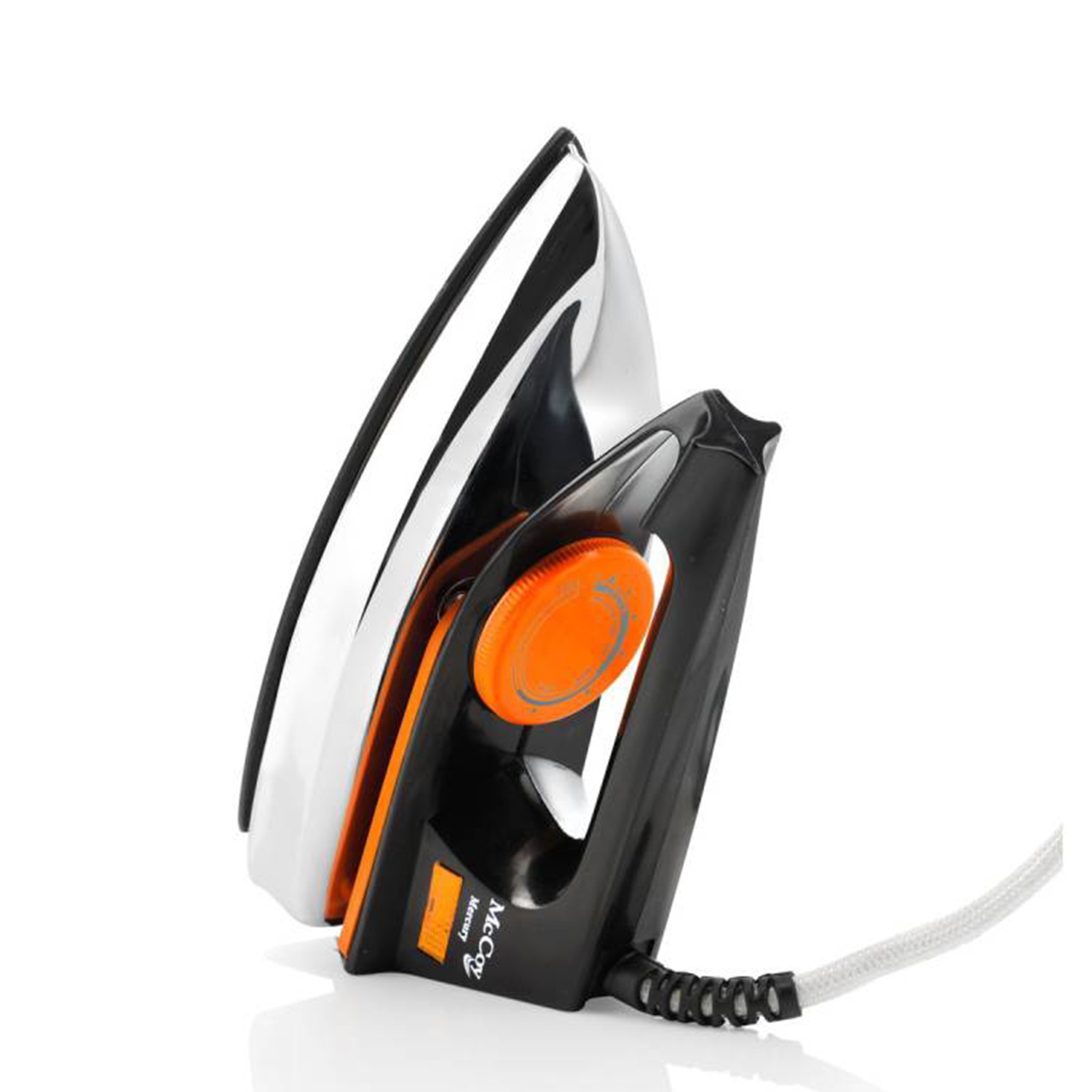 McCoy Mercury Electric Dry Iron with Non-Stick Soleplate 1000Watts (Black & Orange)