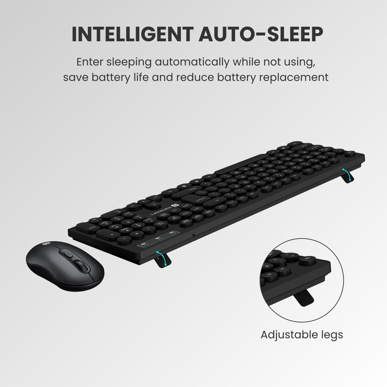 Portronics Key6 COMBO Wireless Keyboard and Mouse Set with 2.4 GHz USB Receiver, Noiseless Typing, Adjustable DPI Upto 1600, Spill Resistant & Anti-Fade Keys for PC, Laptop, MacBook (Black)