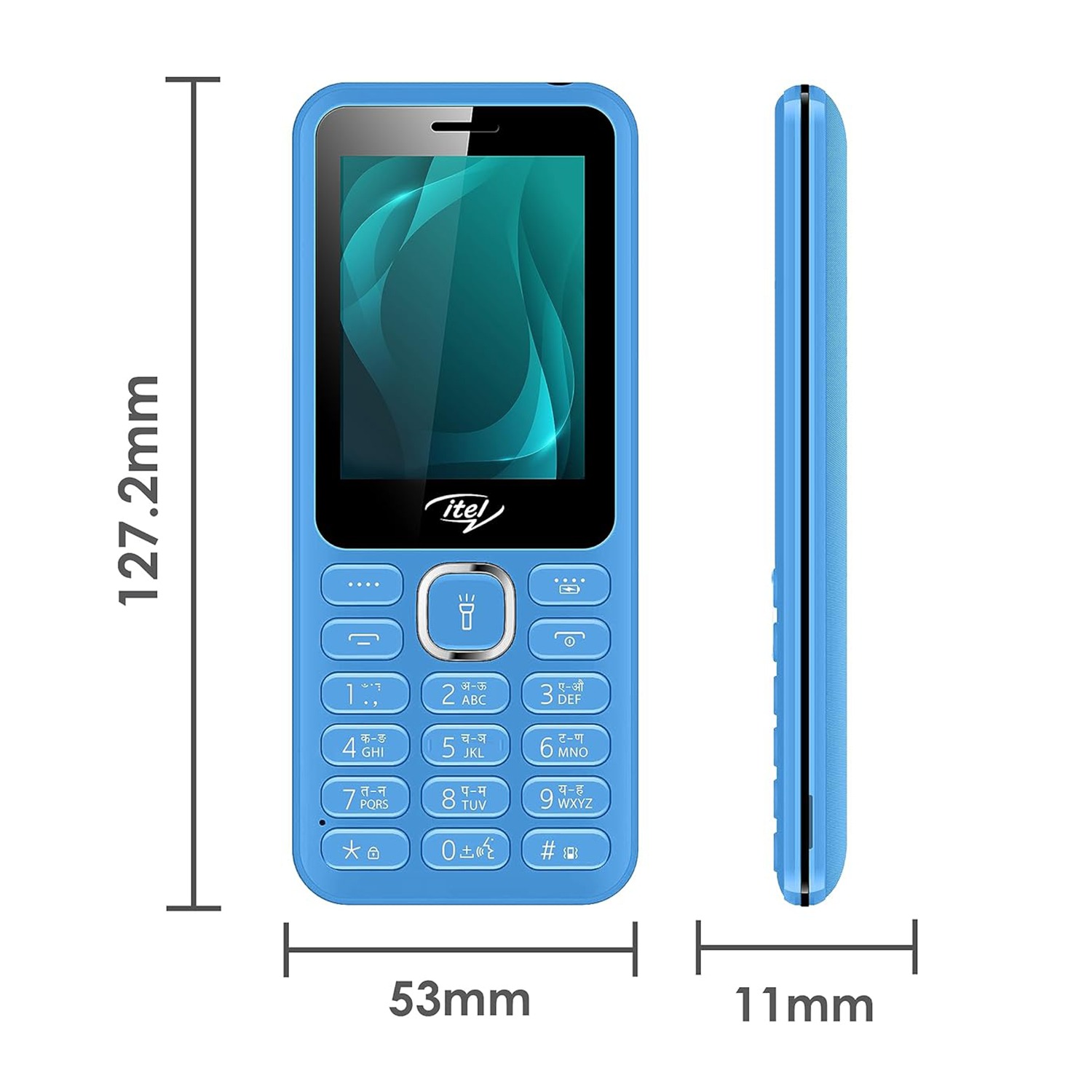 itel it5027 Keypad Mobile Phone with 2.4 inch Display Size |11mm Slim Body| 1200 mAh Battery| King Voice (Blue) - Blue