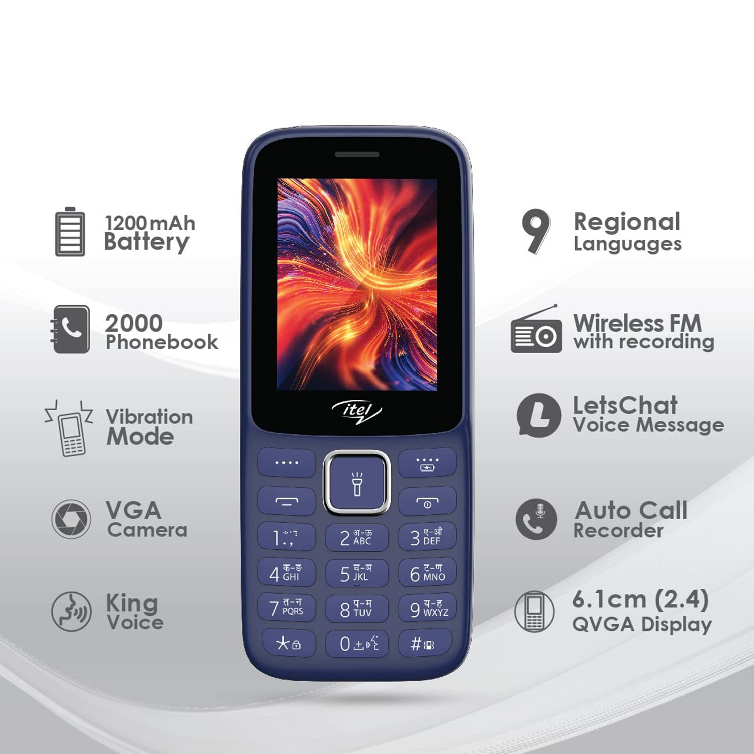 itel it5029 | 6.1cm, Kingvoice Upto 5 Days Battery Backup (Deep Blue)