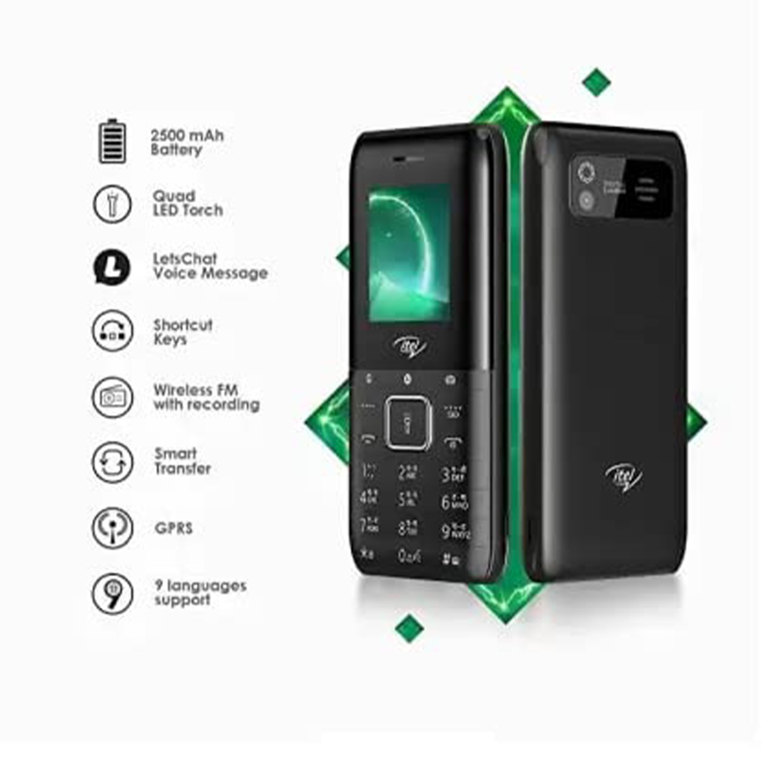 itel Power 200 | 1.8" Bright Screen KEYPAD Mobile With 2500mah Battery (Black)