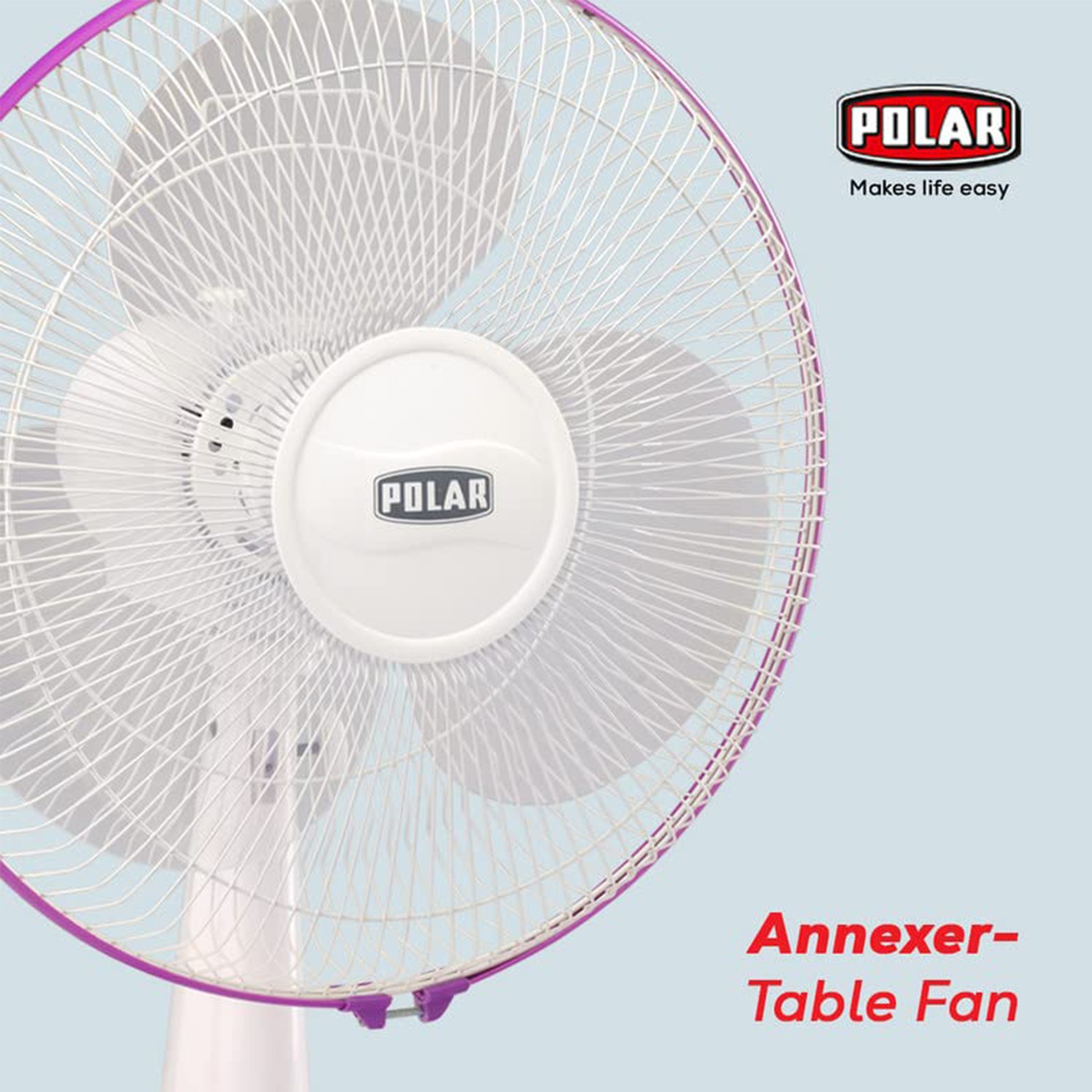 Polar POLAR Annexer High Speed 400mm Table Fan | Mini Powerful Desktop Cooling Fan with 3 Speeds 90° Adjustable Small Personal Cooling Fan(White Mauve)
