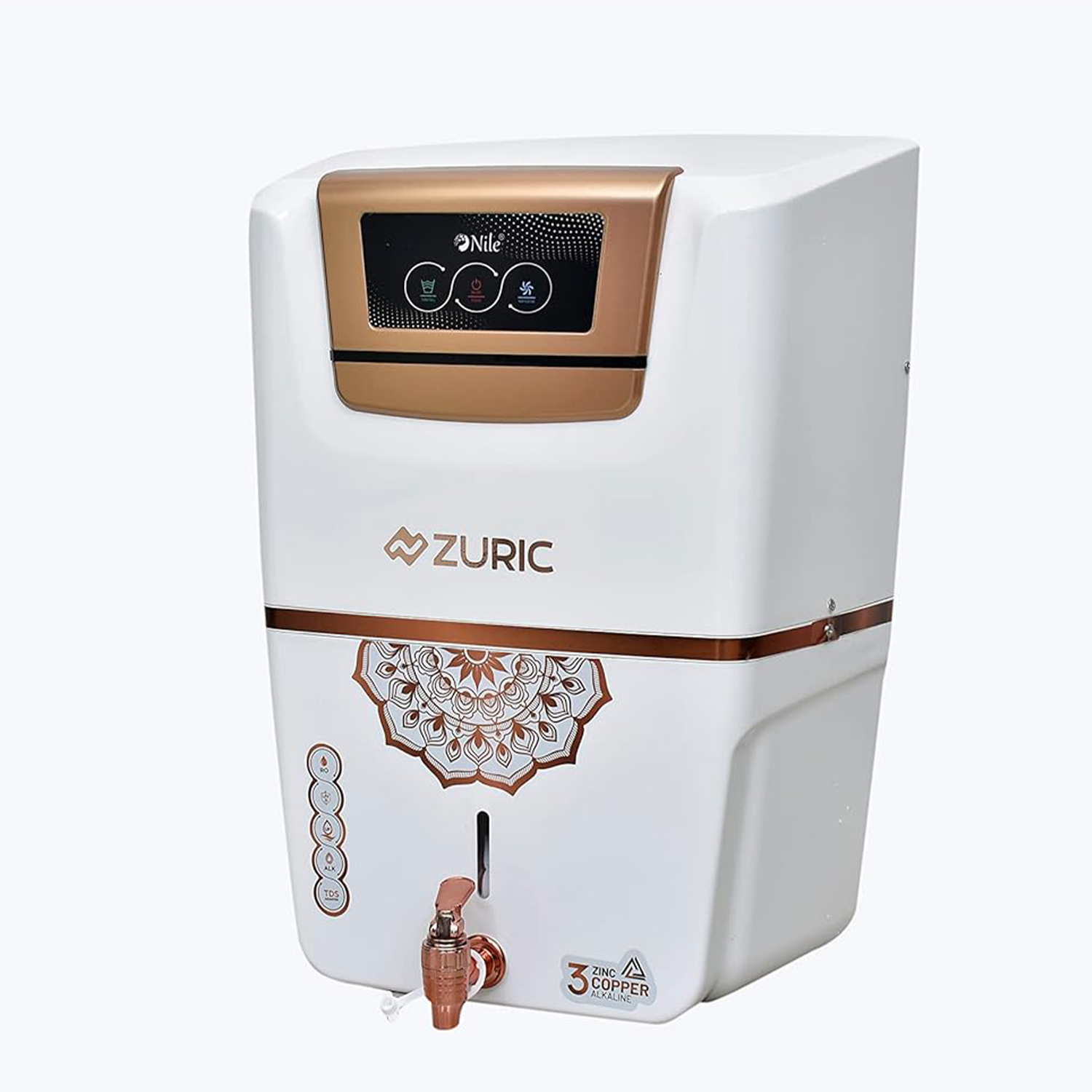 Zuric AQUA Zuric RO Water Purifier With Alkaline, UV+UF+TDS, Active Copper and Taste Adjuster, 13L Storage White Home and Kitchen Use