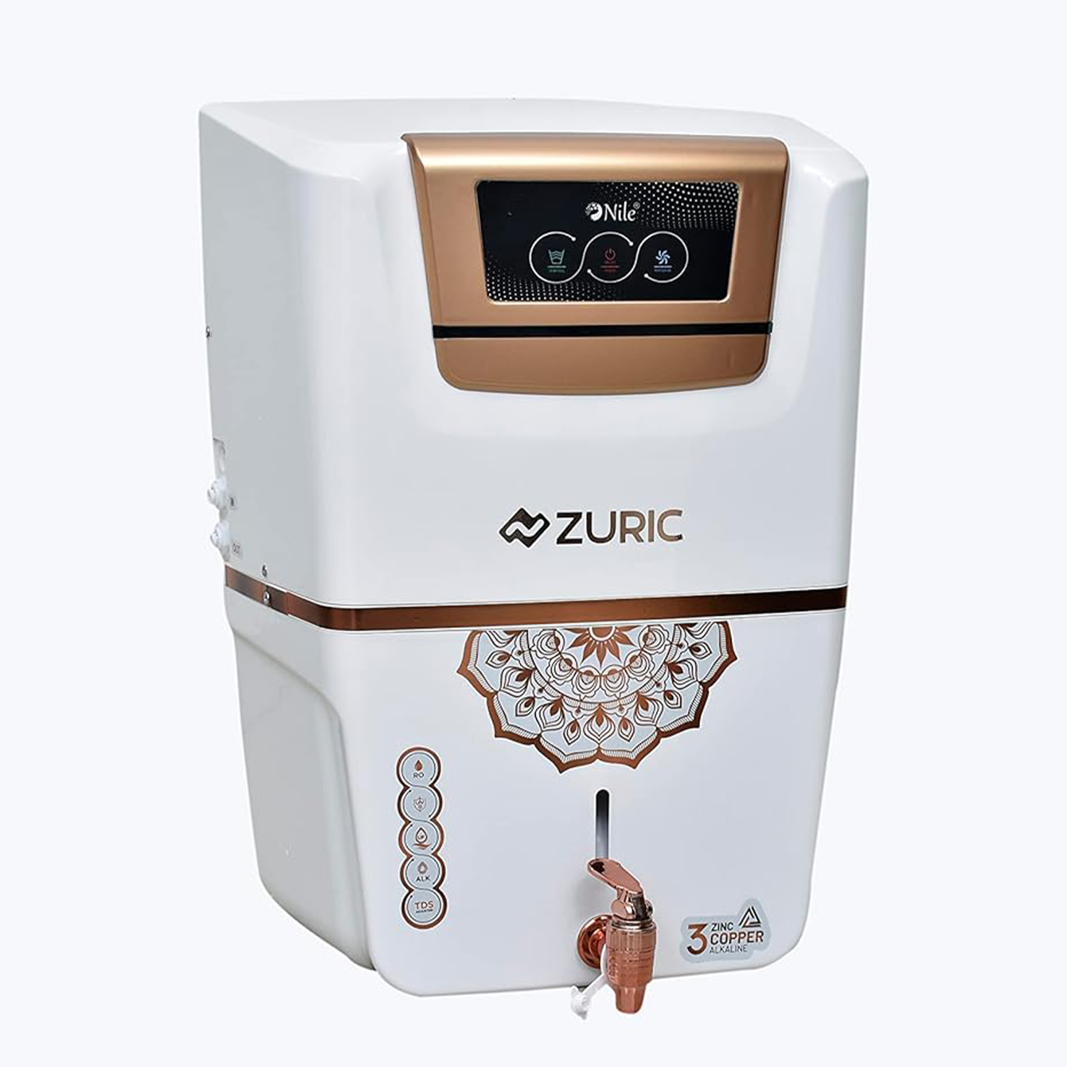 Zuric AQUA Zuric RO Water Purifier With Alkaline, UV+UF+TDS, Active Copper and Taste Adjuster, 13L Storage White Home and Kitchen Use