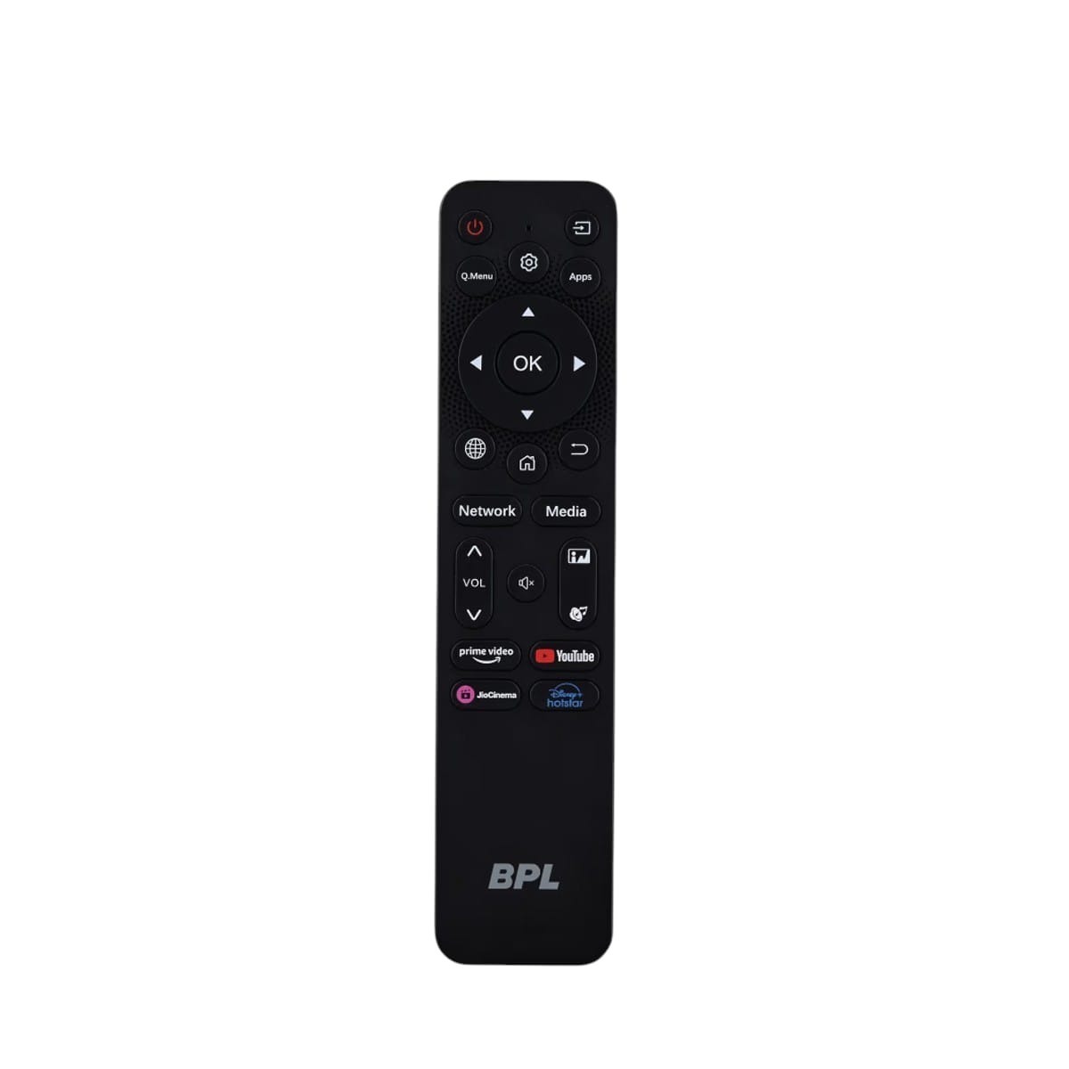 VEV BPL Smart TV Remote Compatible With BPL Smart TV With Hot Keys Prime video, Youtube, JioHotstar, Live TV Function (BLACK)