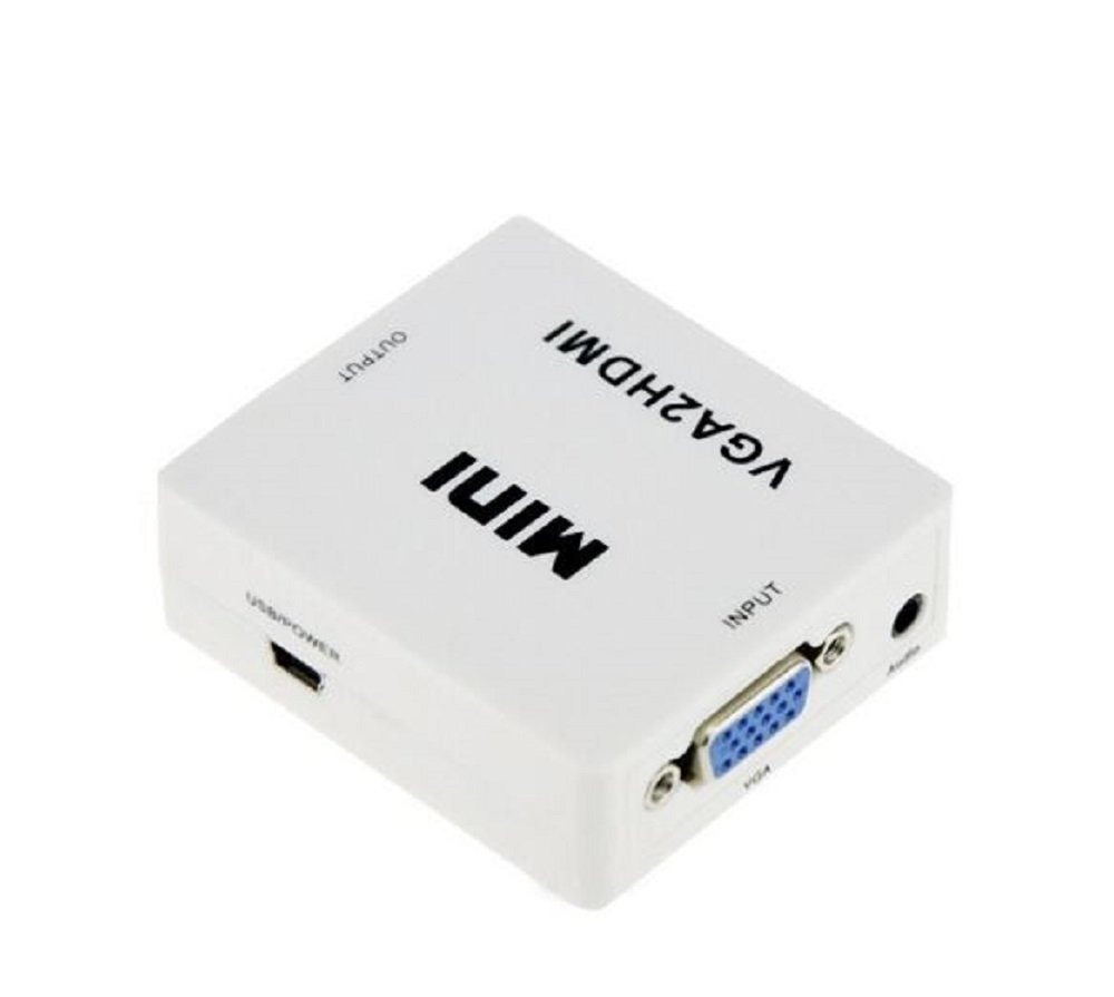 Honeycom  Mini VGA to HDMI Converter with Audio VGA2HDMI 1080P Adapter Connector for Projector PC Laptop to HDTV (White)