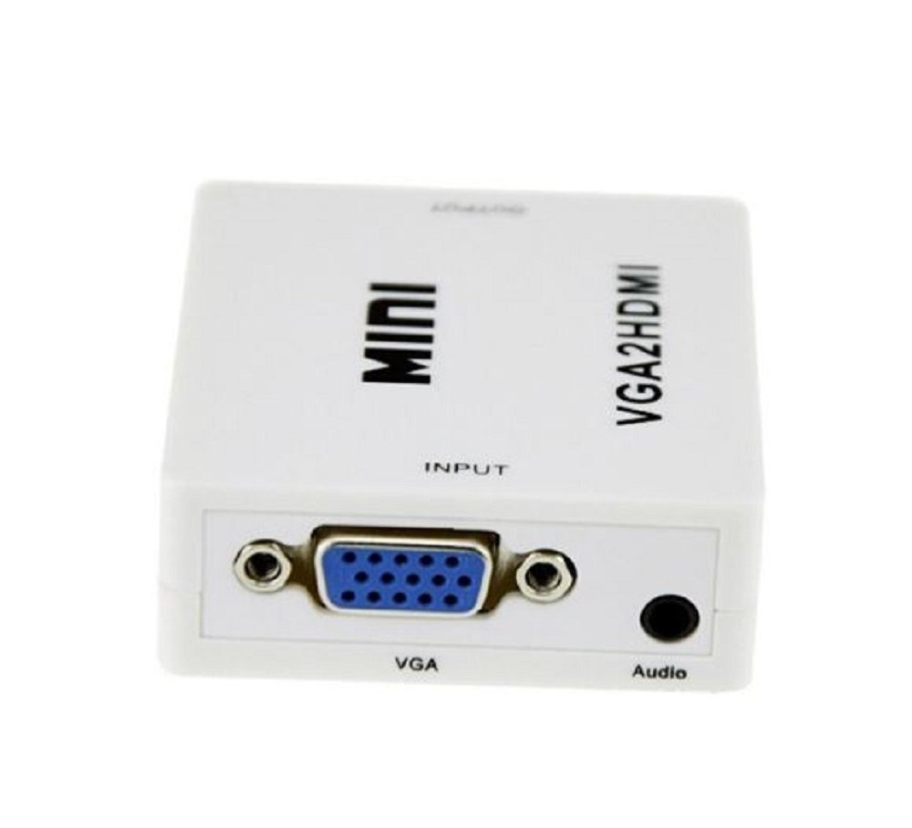 Honeycom  Mini VGA to HDMI Converter with Audio VGA2HDMI 1080P Adapter Connector for Projector PC Laptop to HDTV (White)