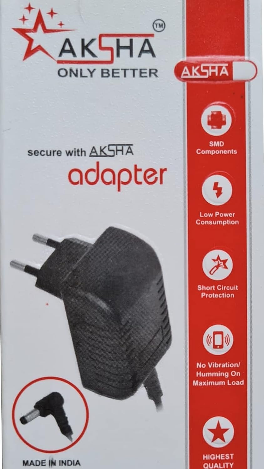 Aksha Adapter 12V-2A for PC, LCD Monitor, TV, LED Strip, CCTV, Camera, Set top Box (Black)