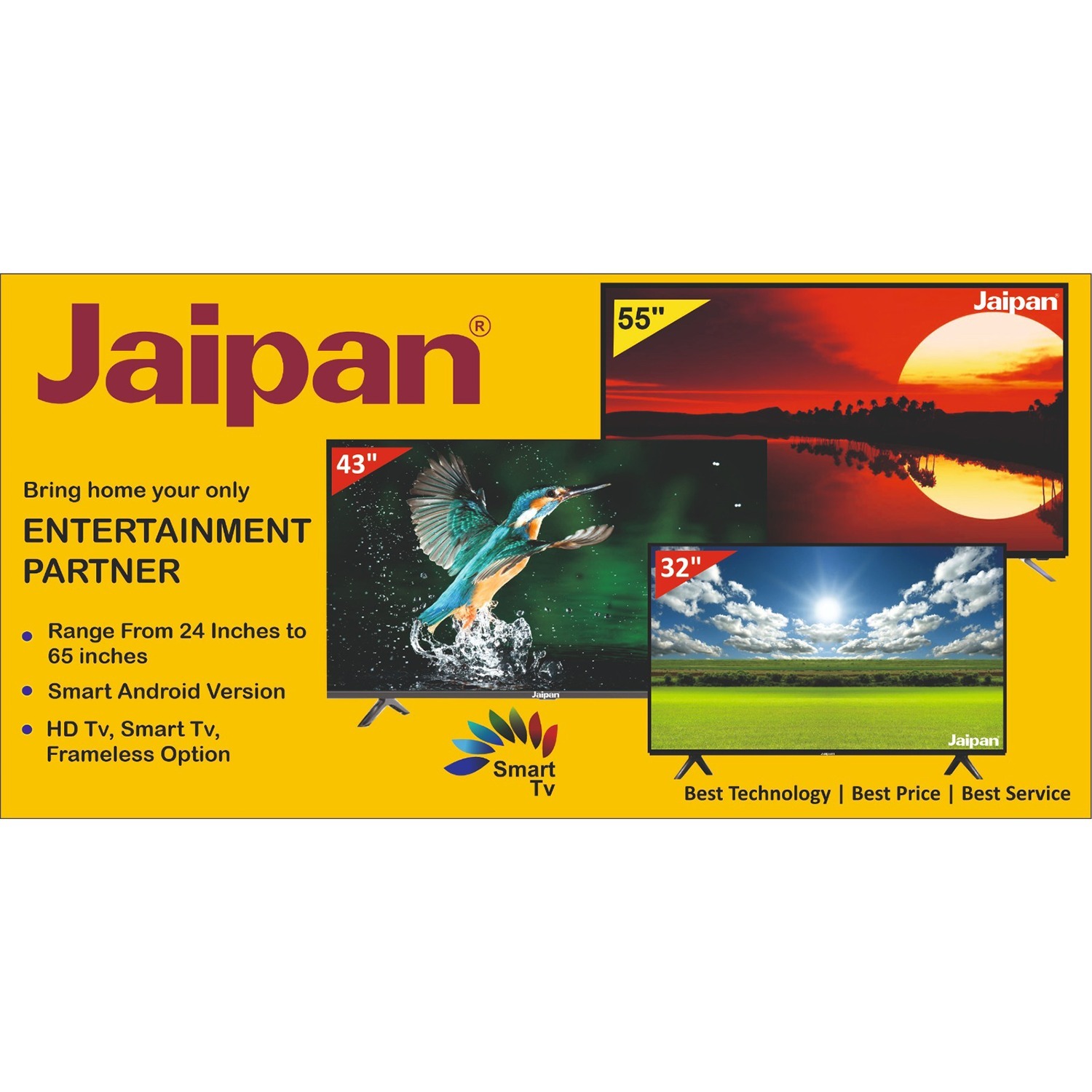 Jaipan 32 Inch JPT-3200WT Smart TV | Full HD (Black)