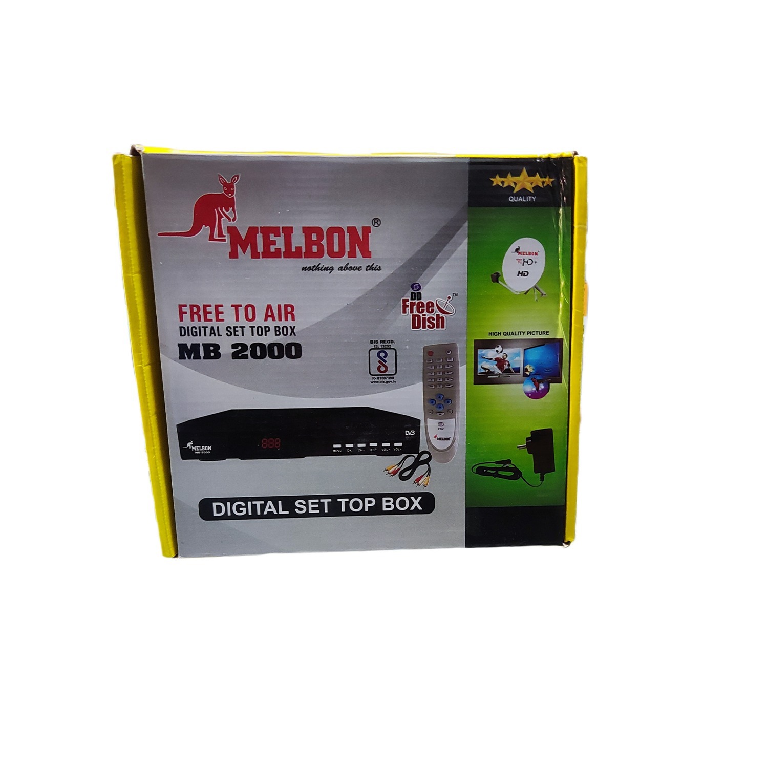 Melbon MB 2000 Free To Air Digital Set Top Box | High Quality Picture | 1200 Channels (Black)