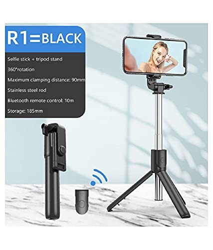 VEV R1 Selfie Stick, Extendable Selfie Stick with Tripod Stand and Detachable Wireless Bluetooth Remote (Black)