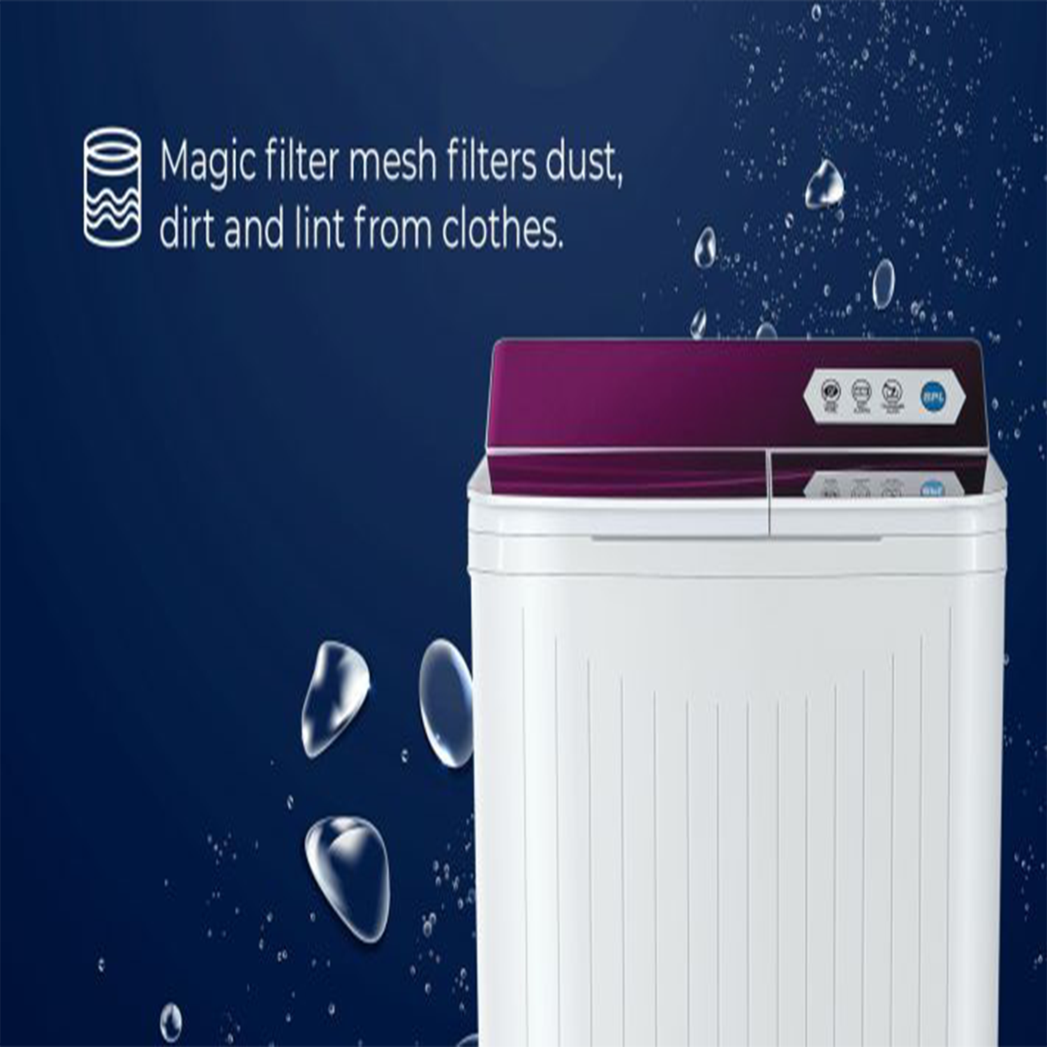 BPL 8 Kg Semi-Automatic Washing Machine with Dual Waterfall and Jumbo Pulsator, BSW-8000PXPP (Purple)