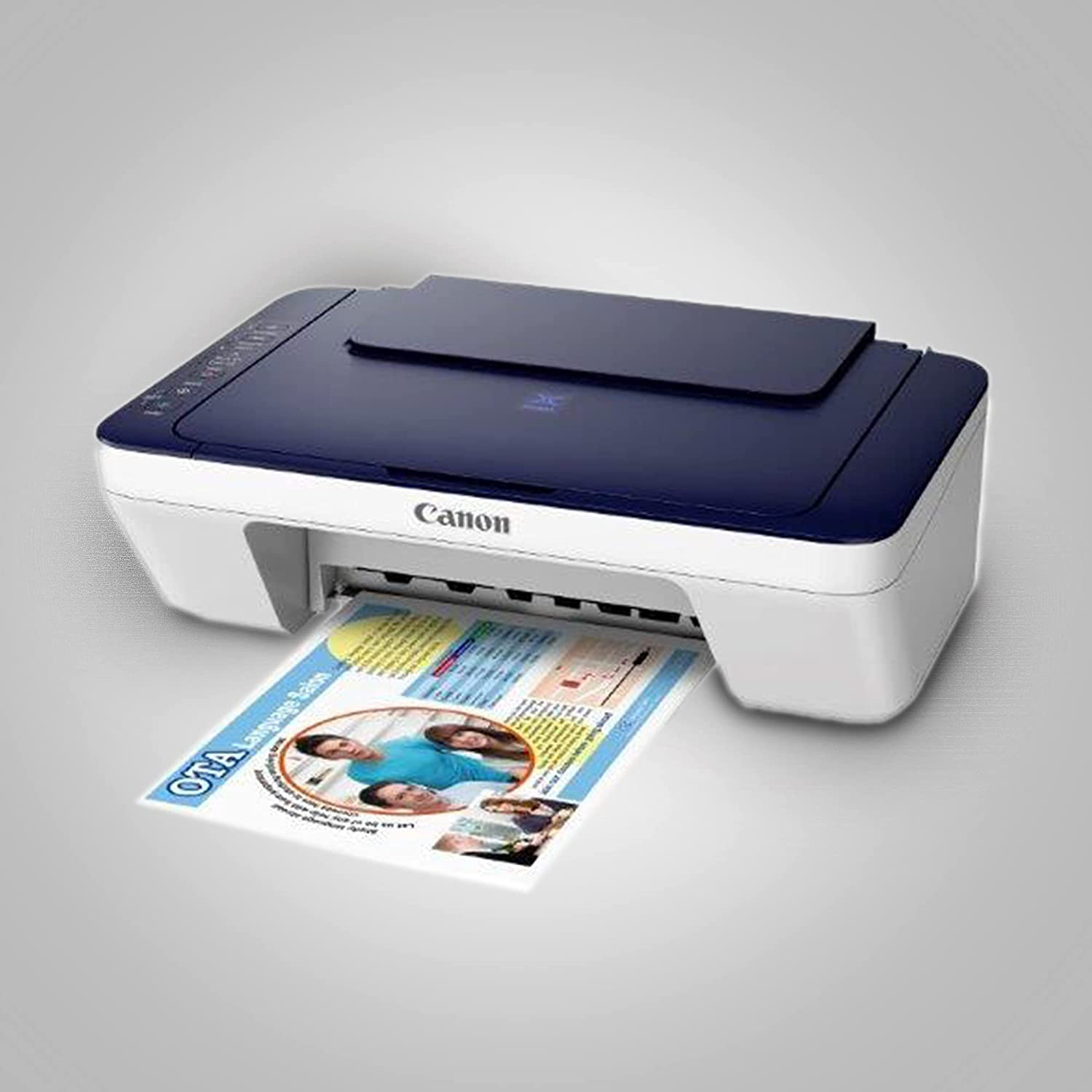 Canon PIXMA E477 All-in-One Wireless Ink Efficient Color Printer (White/Blue)