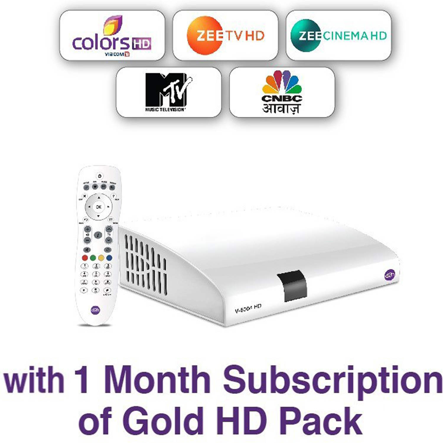 D2H HD Set Top Box with Remote | DTH Connection With 1 Month Subscription of FTA Pack