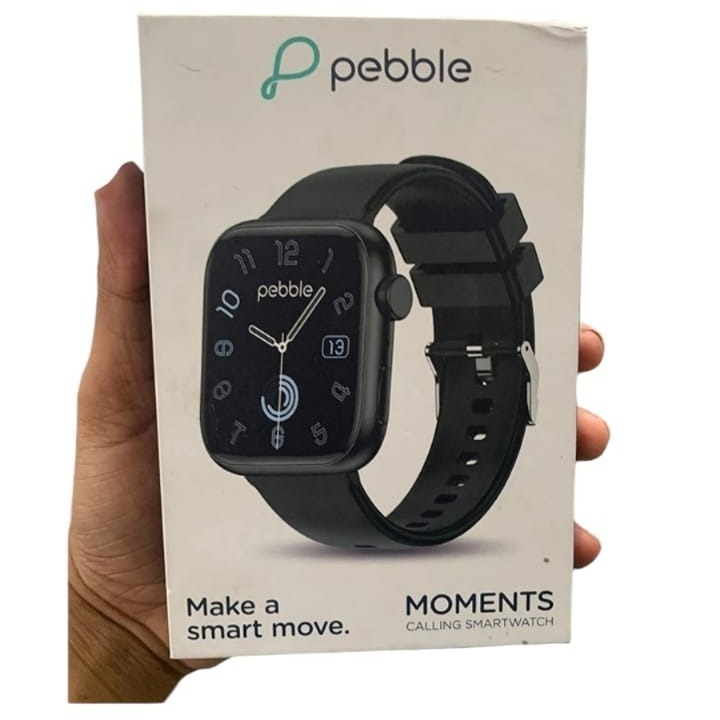 Pebble Moments Smart Watch 1.87 True HD Display BT Calling With Curved HD Display Smartwatch Free Size (Black)