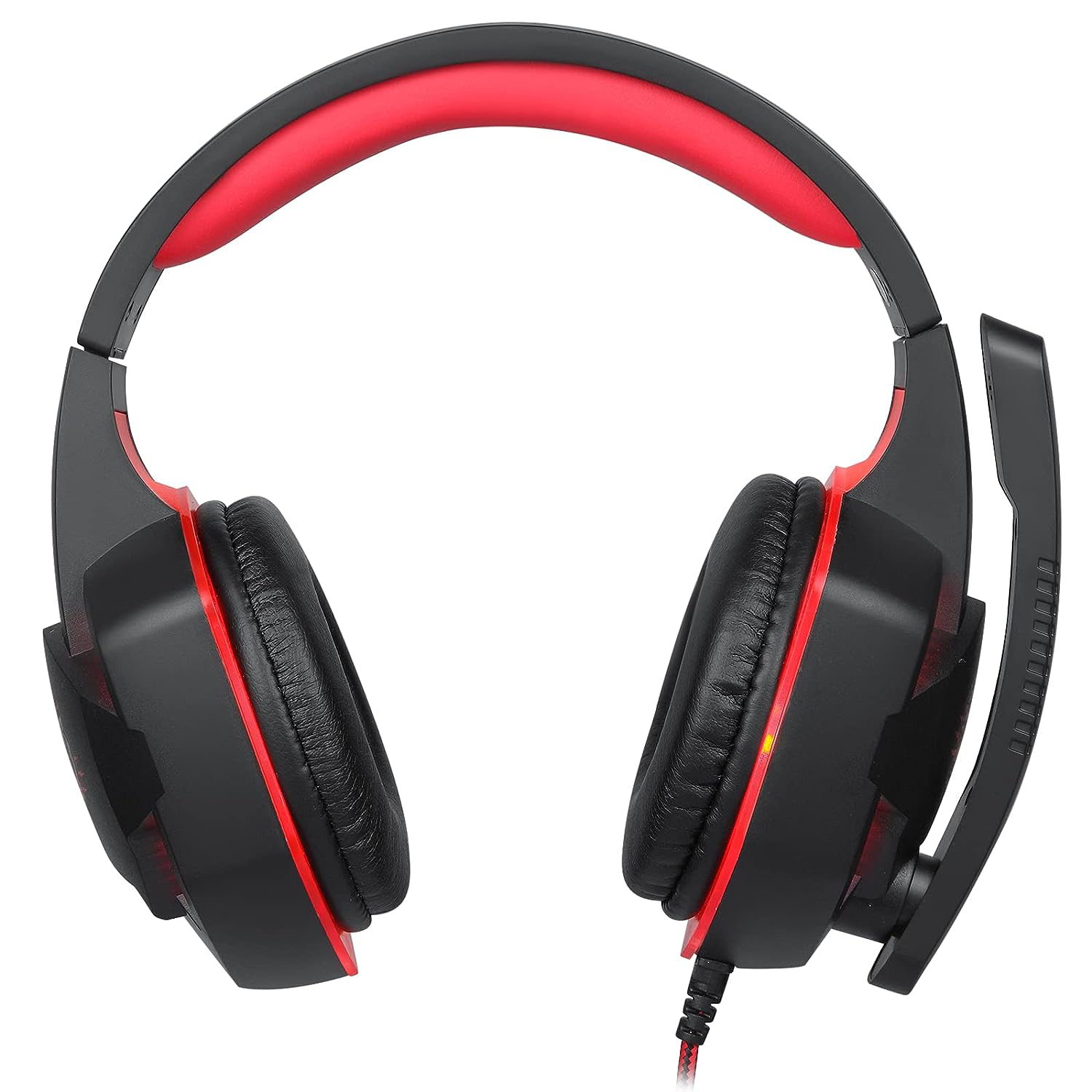 Enter enter GANGSTA Wired Gaming Headphone with 40mm Driver, Adjustable Headband with LED Lights and Passive Noise Cancellation with Free Y Splitter ( Black & Red)