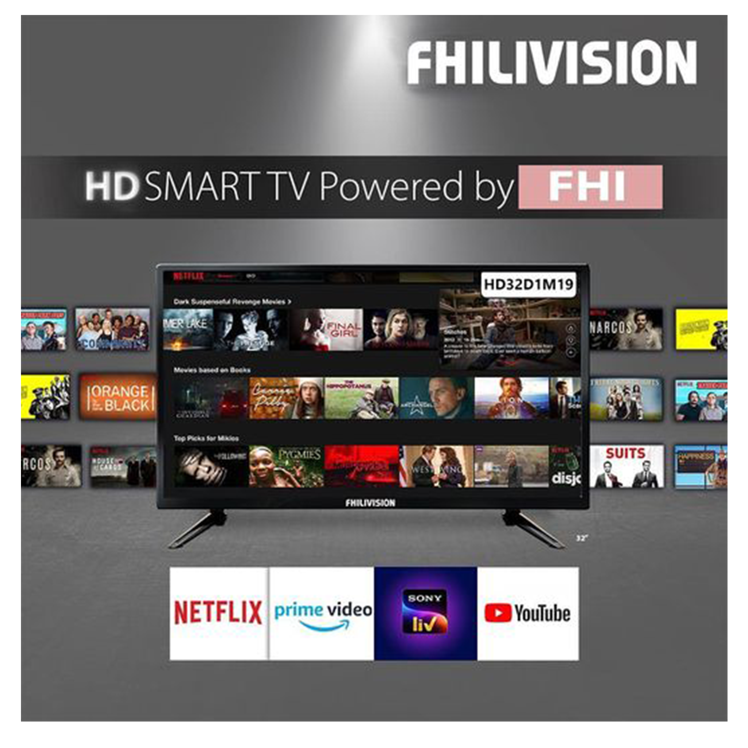 FHILIVISION 32 inch FLB2S Smart LED TV (Black)