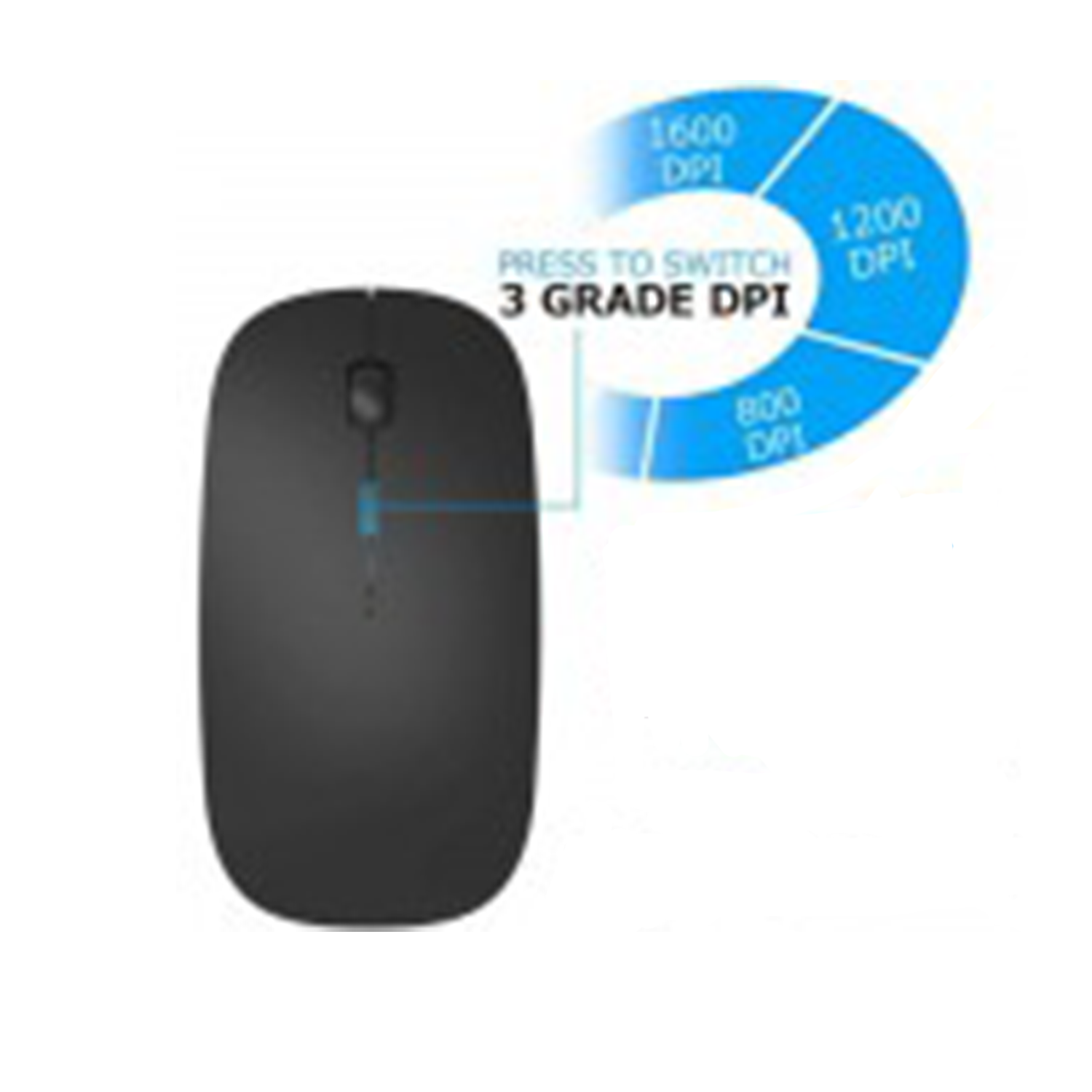 High Sensitivity WM2000 2.4GHZ Wireless Mouse with USB receiver (Black)