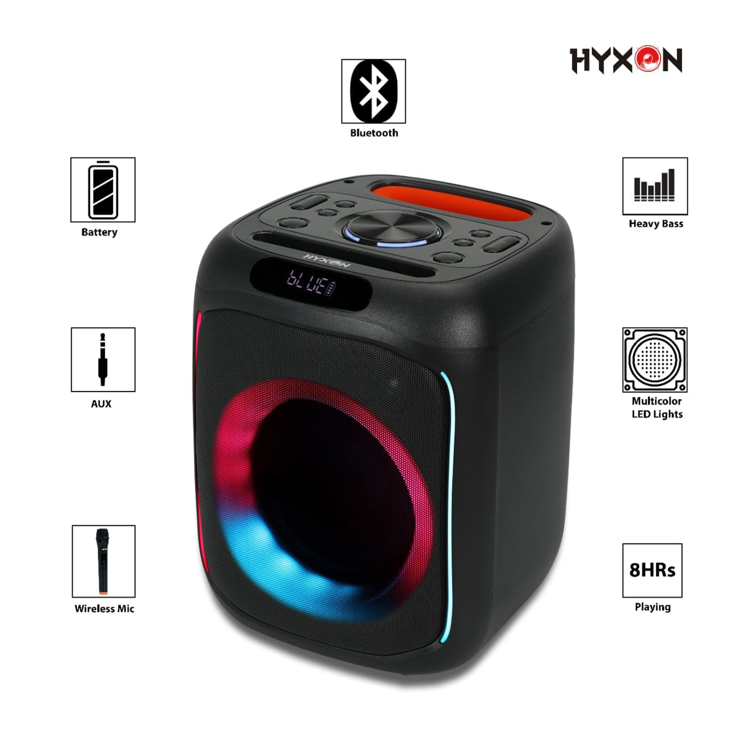 HYXON HK3 Party Speaker Bluetooth, USB, FM Radio, TF Card, Aux in, Microphone (Black)