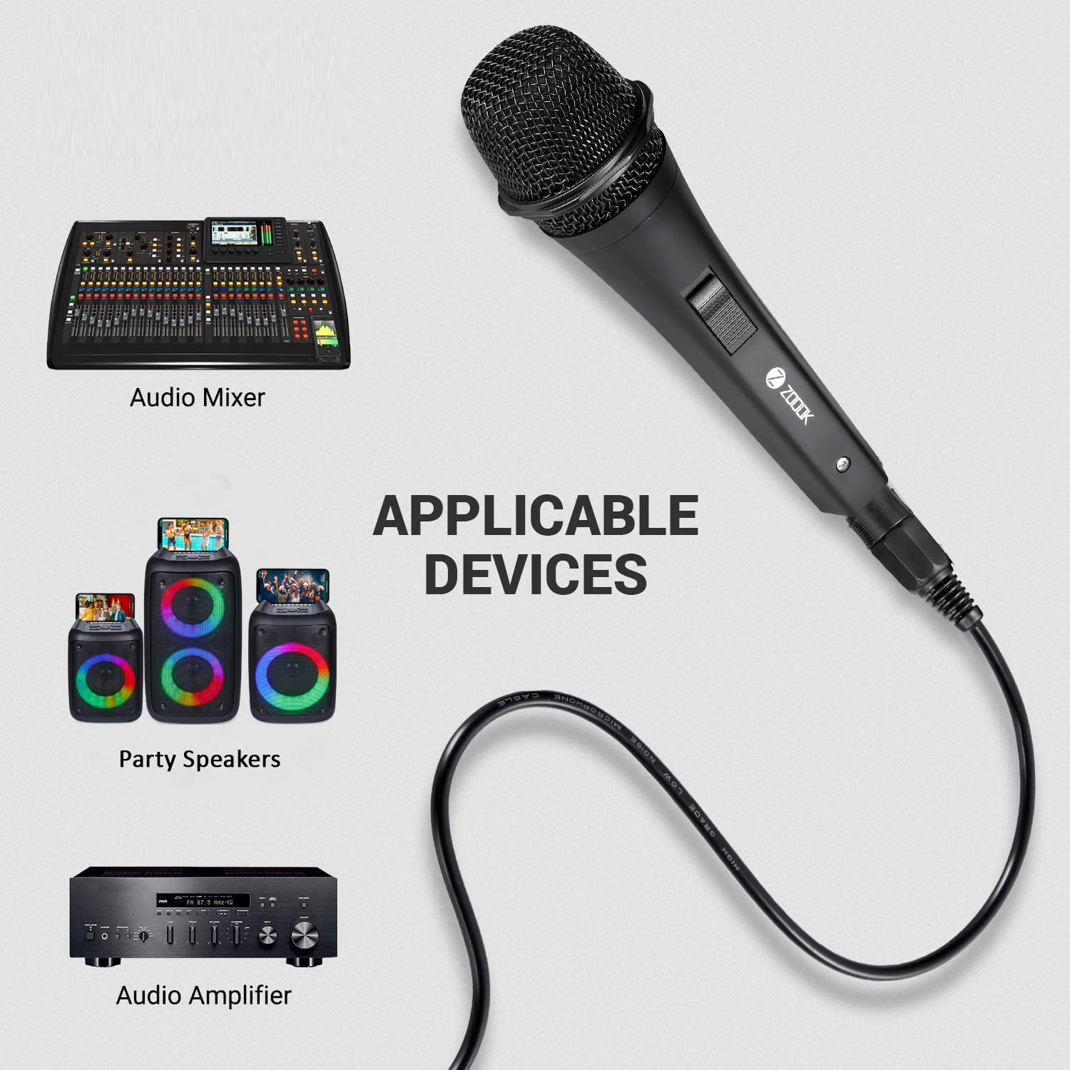 Karaoke Zoook Karaoke01 Professional Dynamic Cardioid Vocal Wired Microphone (Black)