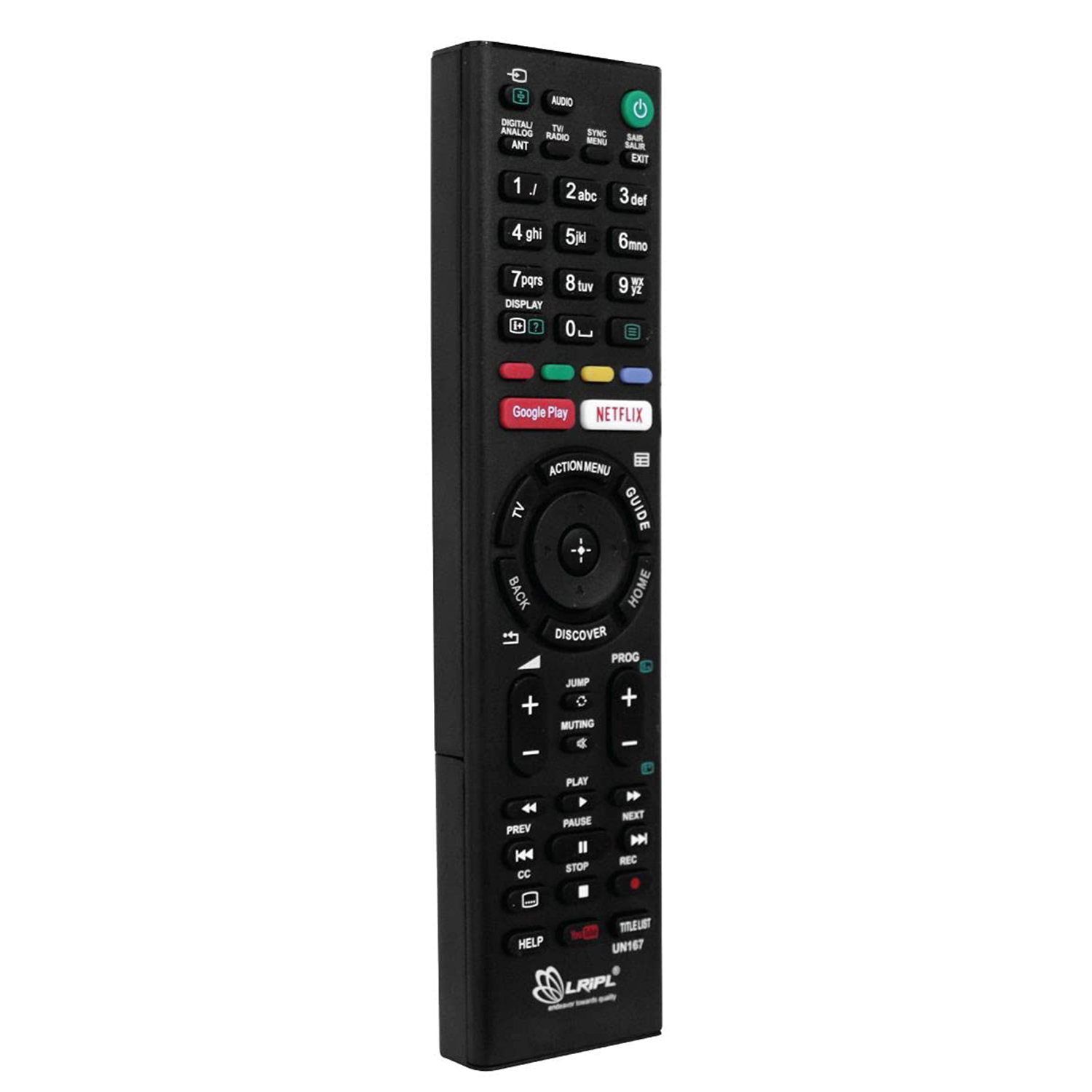 LRIPL Remote Control for Sony Smart LED LCD HD UHD TV with Google Play YouTube and Netflix Button (Black)