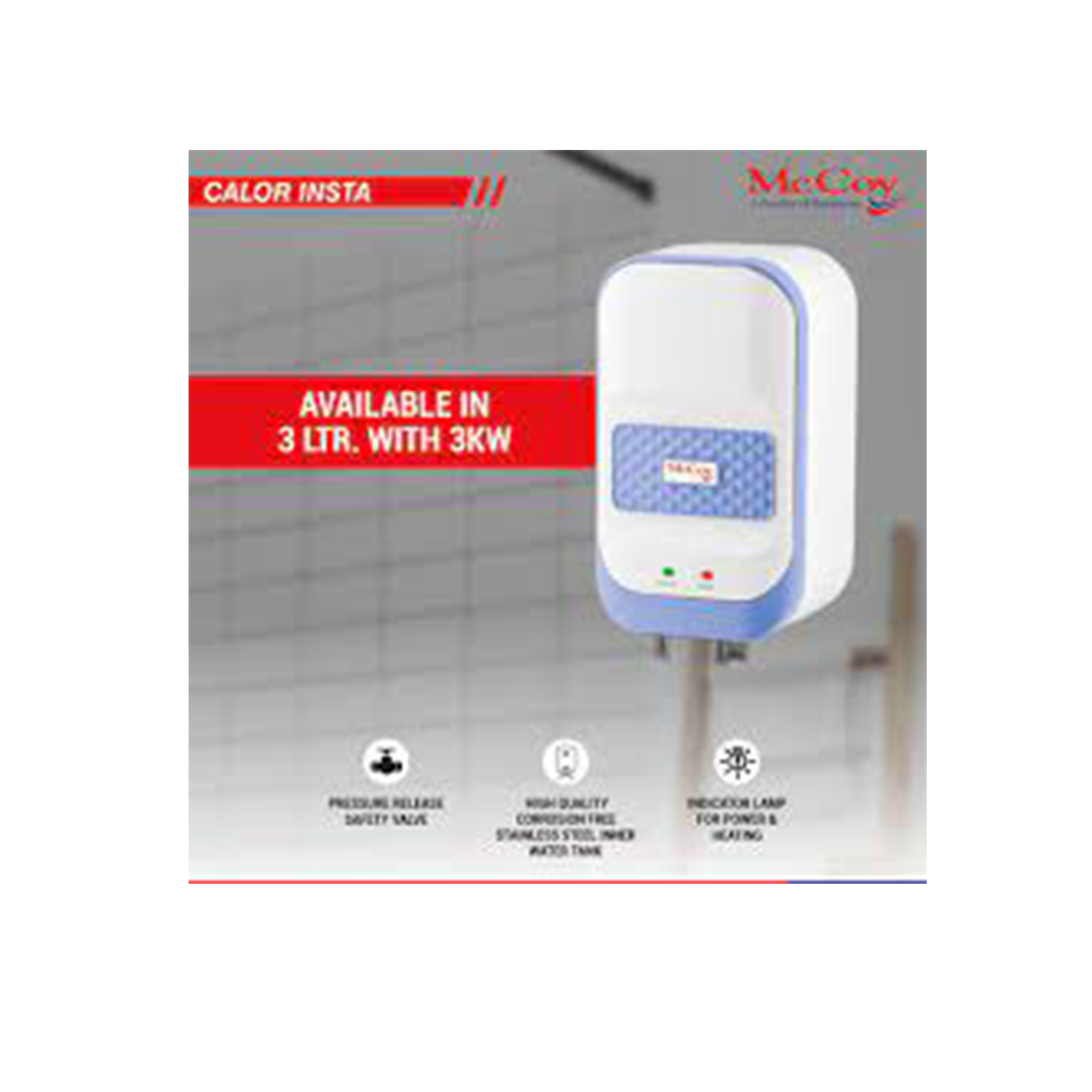 McCoy CALOR INSTA Water Heater 3 Litre (White & Blue)