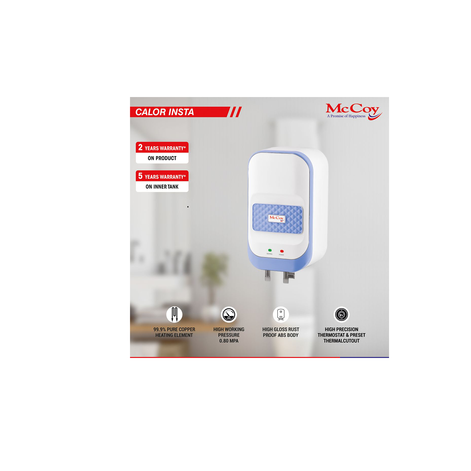 McCoy CALOR INSTA Water Heater 3 Litre (White & Blue)