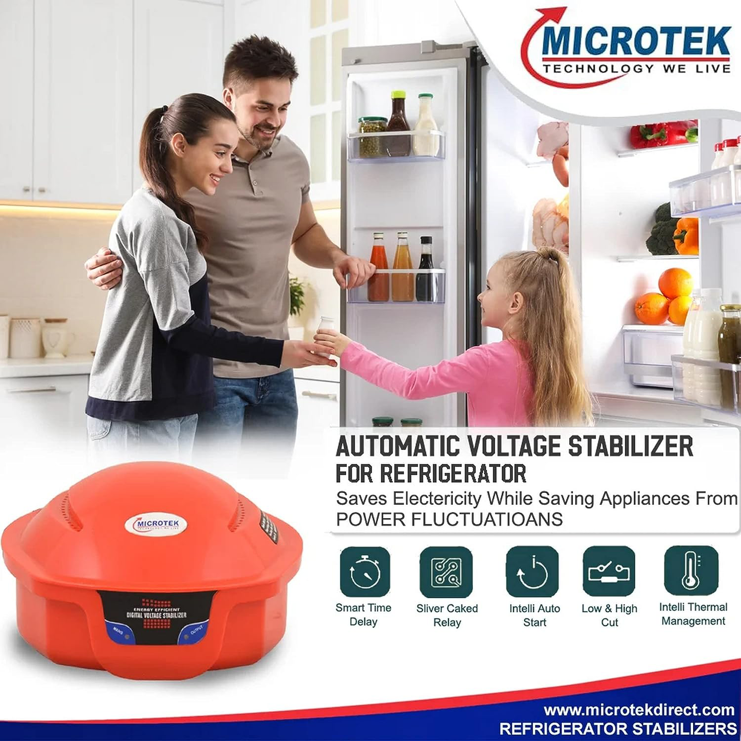 Microtek EMR2013 Digital Automatic Voltage Stabilizer 130V-295V (Red)