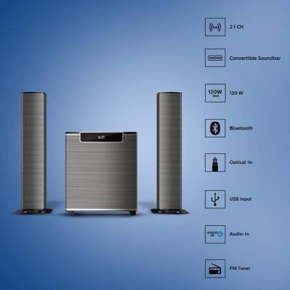 PHILIPS MMS2220B/94 120 W Bluetooth Home Theatre (Black, 2.1 Channel)