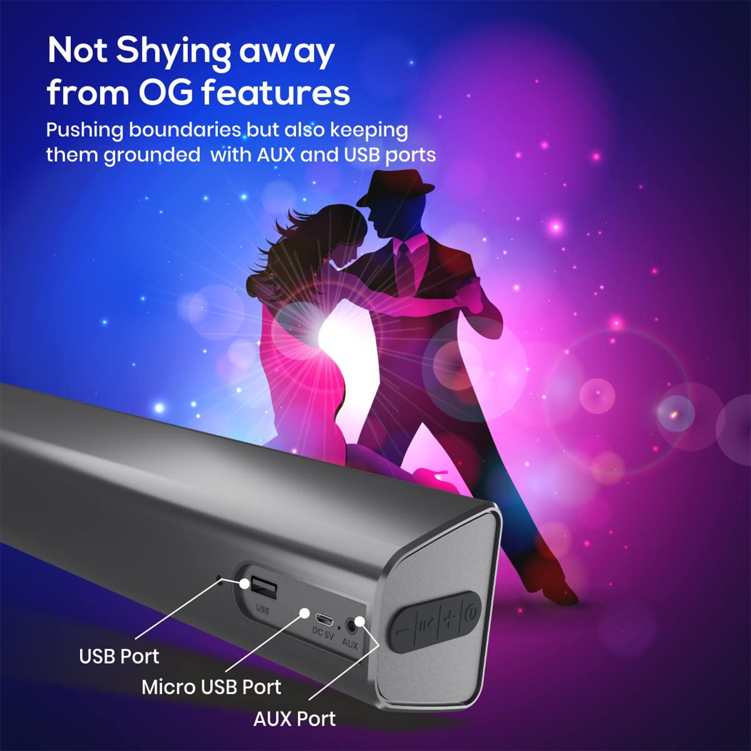 Portronics Pure Sound Pro IV Wireless Bluetooth 5.0 16W Soundbar for Mobile, Laptop/PC with in-Built Radio FM, USB Pendrive & Aux Slot(Black)