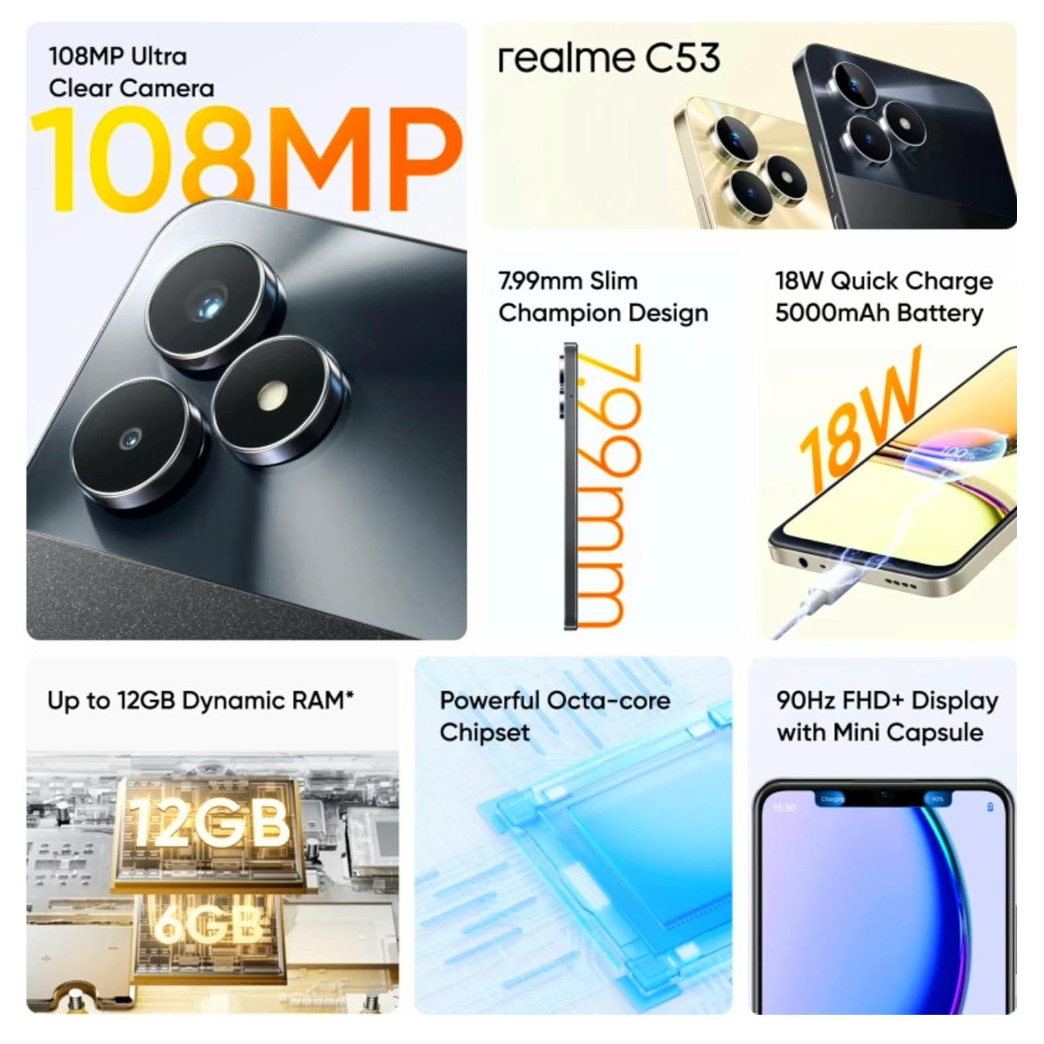 Realme C53 4GB/128GB | 5000mAh Battery | 108MP Ultra Clear Camera (Champion Black)