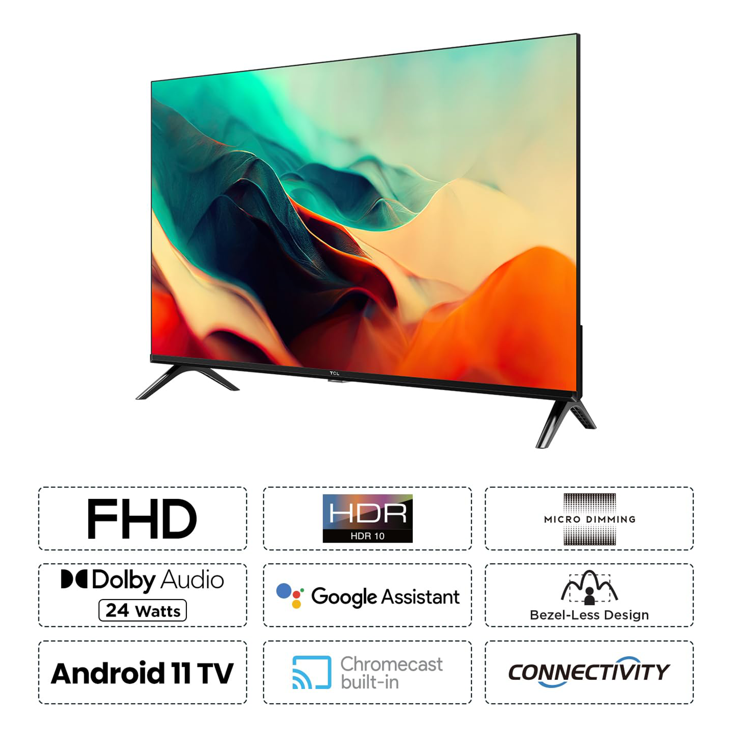 TCL 32 inches Bezel-Less S Series FHD Smart Android LED TV 32S5403AF (Black)