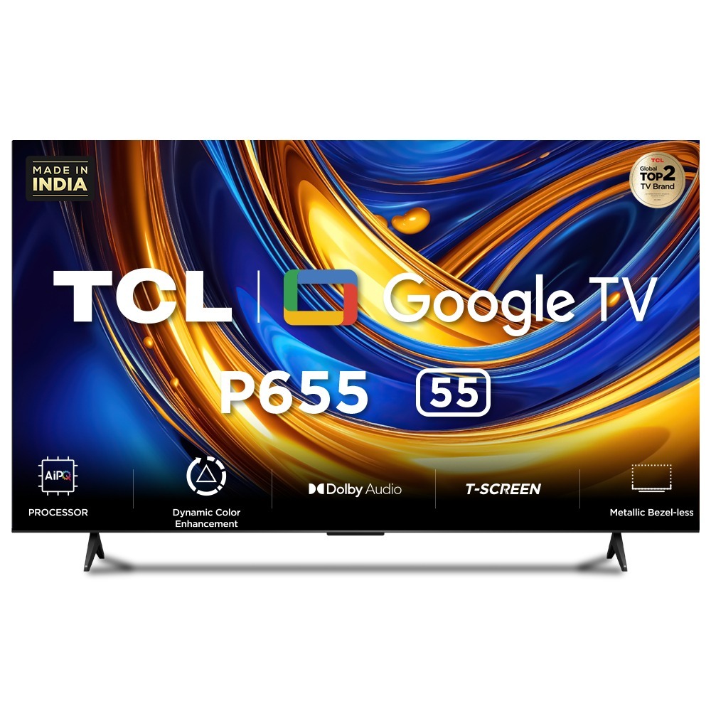 TCL 139 cm (55 inches) 4K Ultra HD Smart  Google TV 55P655 (Black)