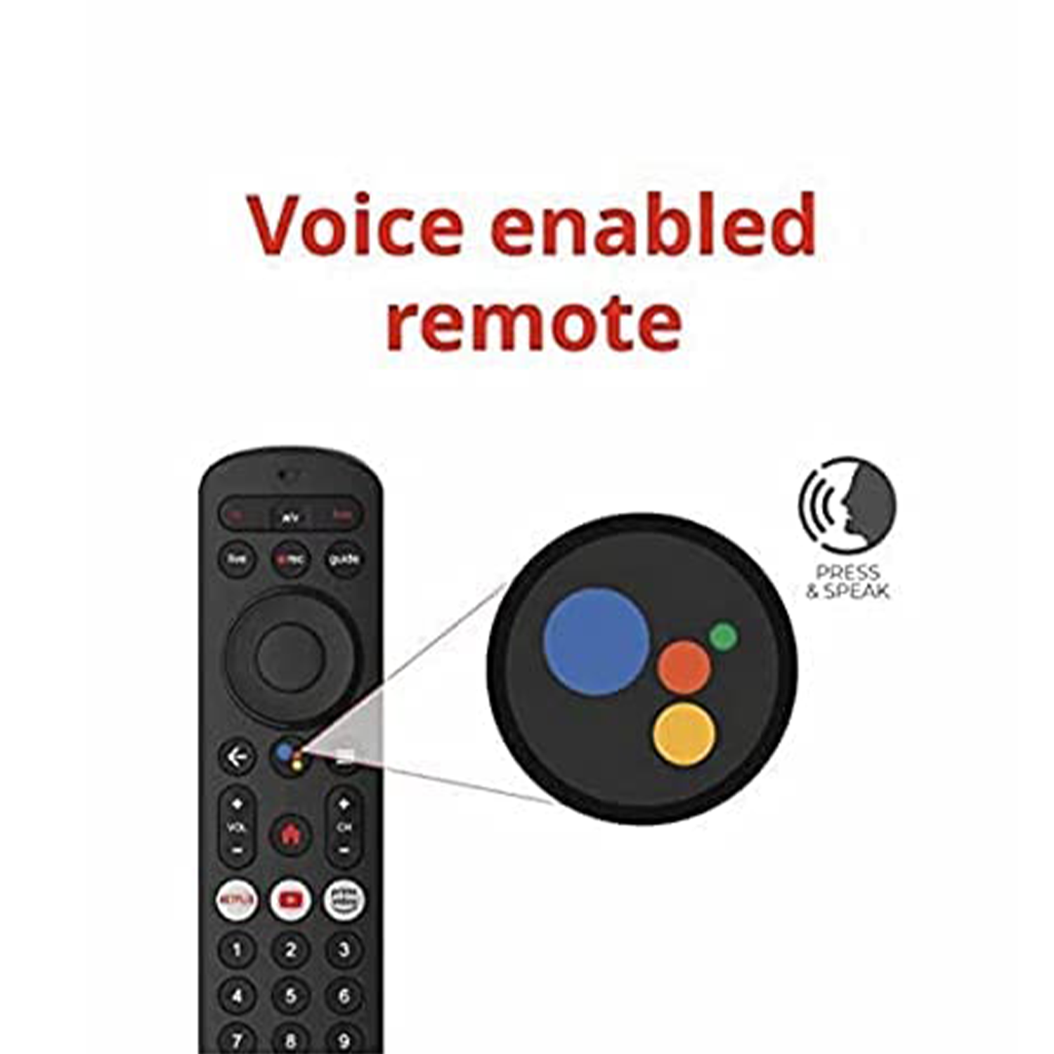 VEV Airtel Xstream Voice Assistant Remote Compatible for Airtel Xstream Set-Top Box Remote Control with Netflix Function (Black)