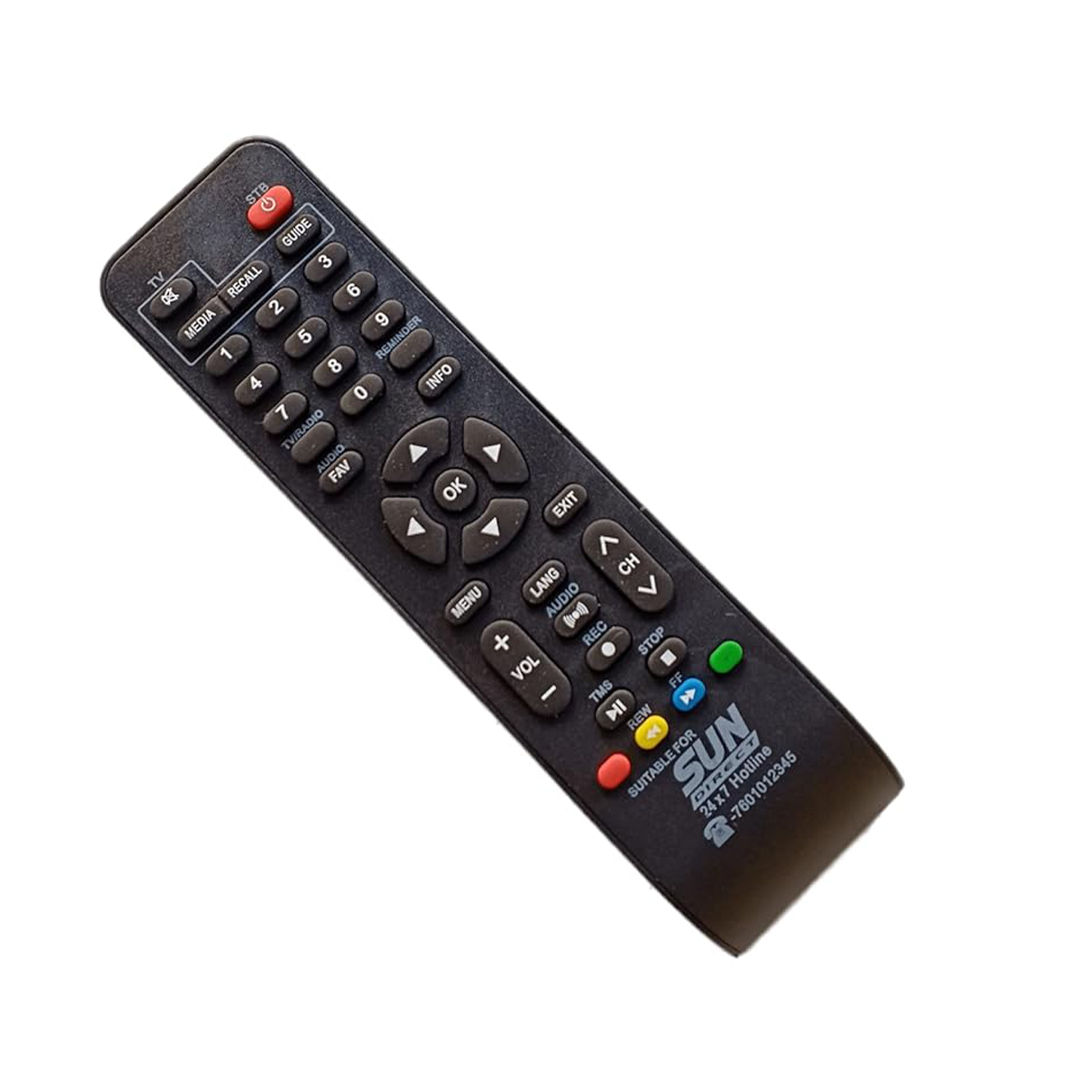 VEV Sun Direct Set Top Box Remote Compatible for Sun Direct DTH Remote/SD Remote (Black)