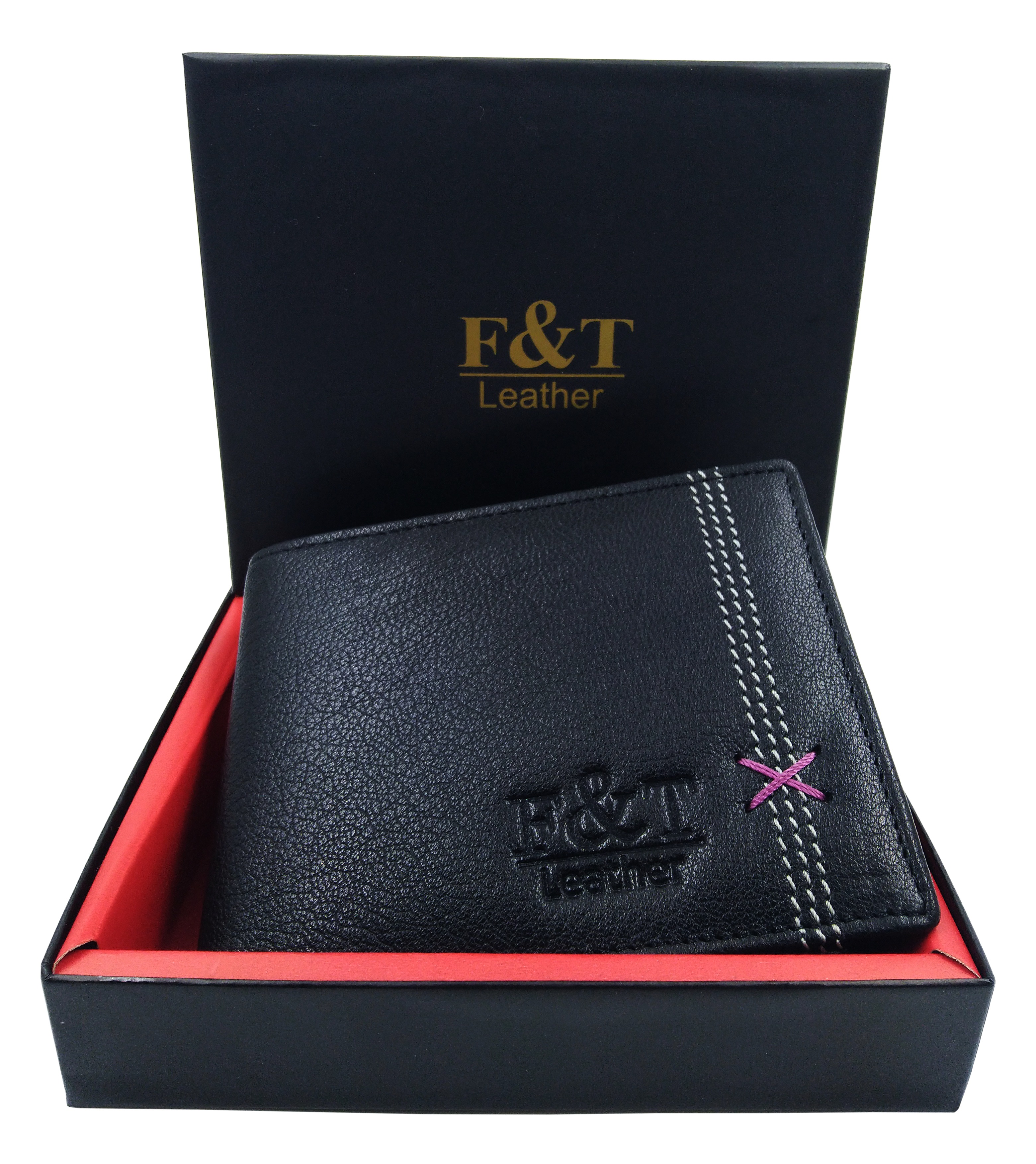 F&T Leather Genuine Leather Wallet for Men | Black colour,  lite & slim - standard, Black, 1 wallet, Flavour and Trends Pvt. Ltd., 3, 42023190, 225, FT2109.2