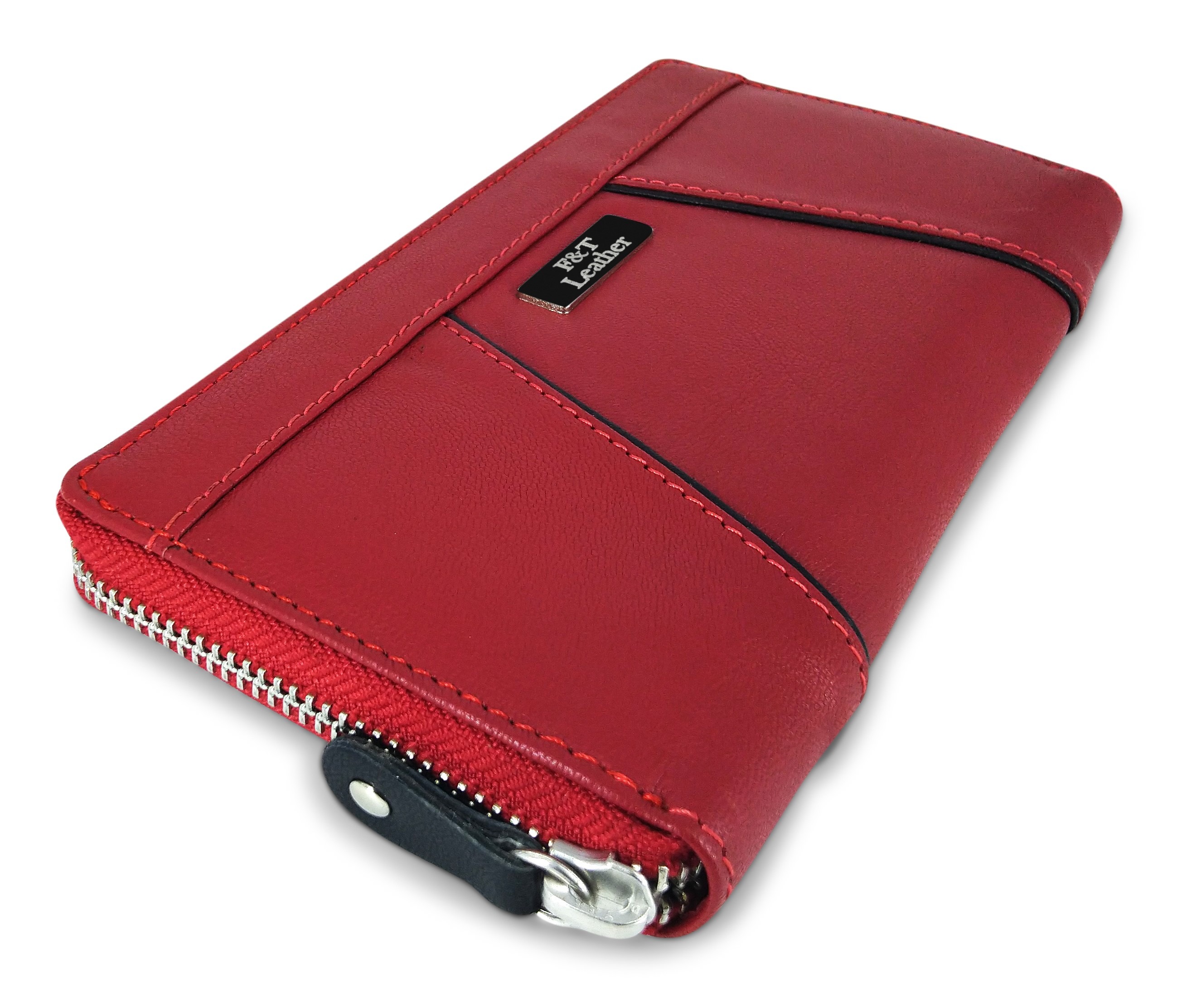 F&T Leather Genuine Leather Formal clutch | Maroon, Metallic Zipper (FT3004C) - 7.8 Inch, Wine Red, Wine Red, 1 Clutch, Flavour and Trends Pvt. Ltd., 185gm, Clutch