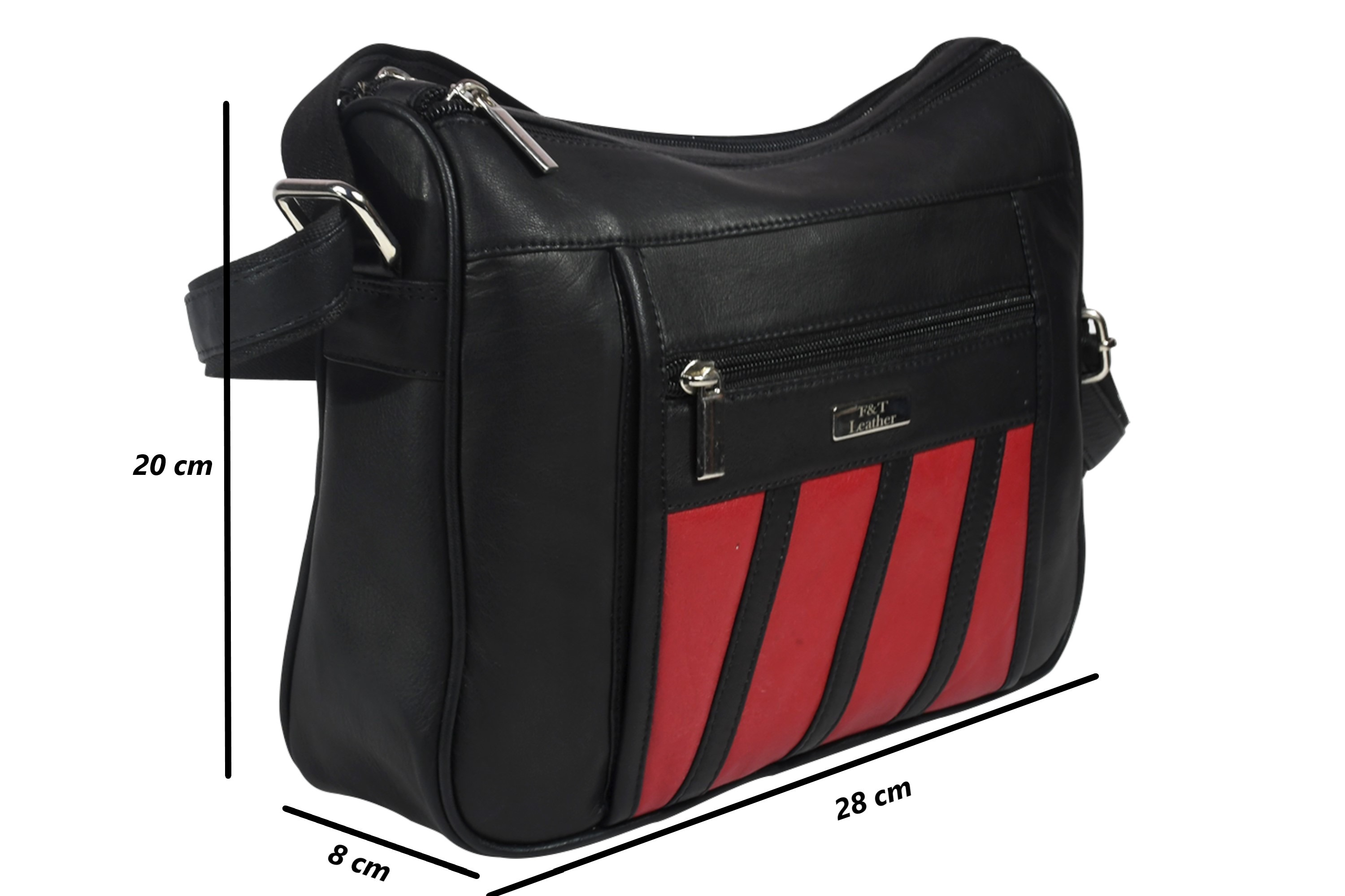 F&T Leather Genuine leather Formal sling bag | (IT-08) - 4.48L, Black, Black, 1 sling bag, Flavour and Trends Pvt. Ltd., 450gm, Sling bag