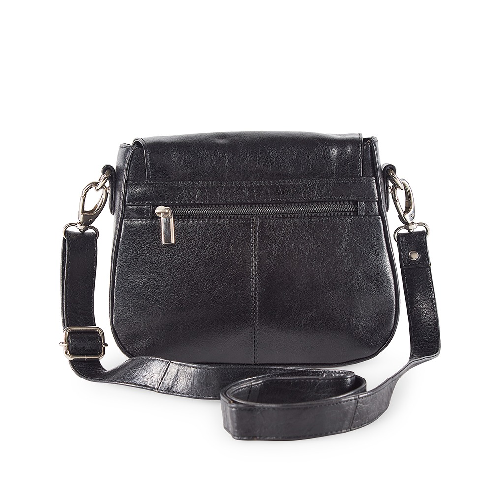 F&T Leather Genuine leather Formal sling bag | (FT6002) - 4L, Black, Black, 1 sling bag, Flavour and Trends Pvt. Ltd., 445gm, Sling bag