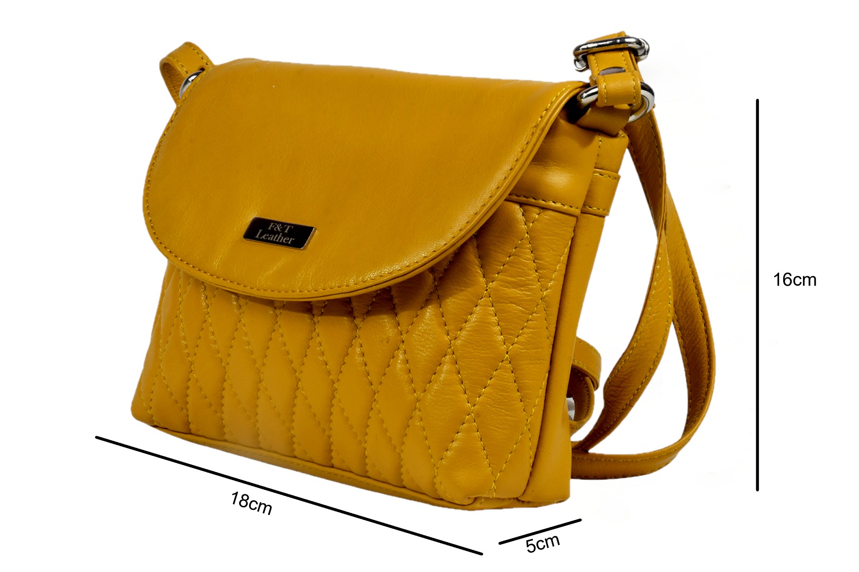 F&T Leather Genuine leather sling bag | Mini size (IT-22-Y) - 1.44L, Yellow, Yellow, 1 sling bag, Flavour and Trends Pvt. Ltd., 365gm, Sling bag